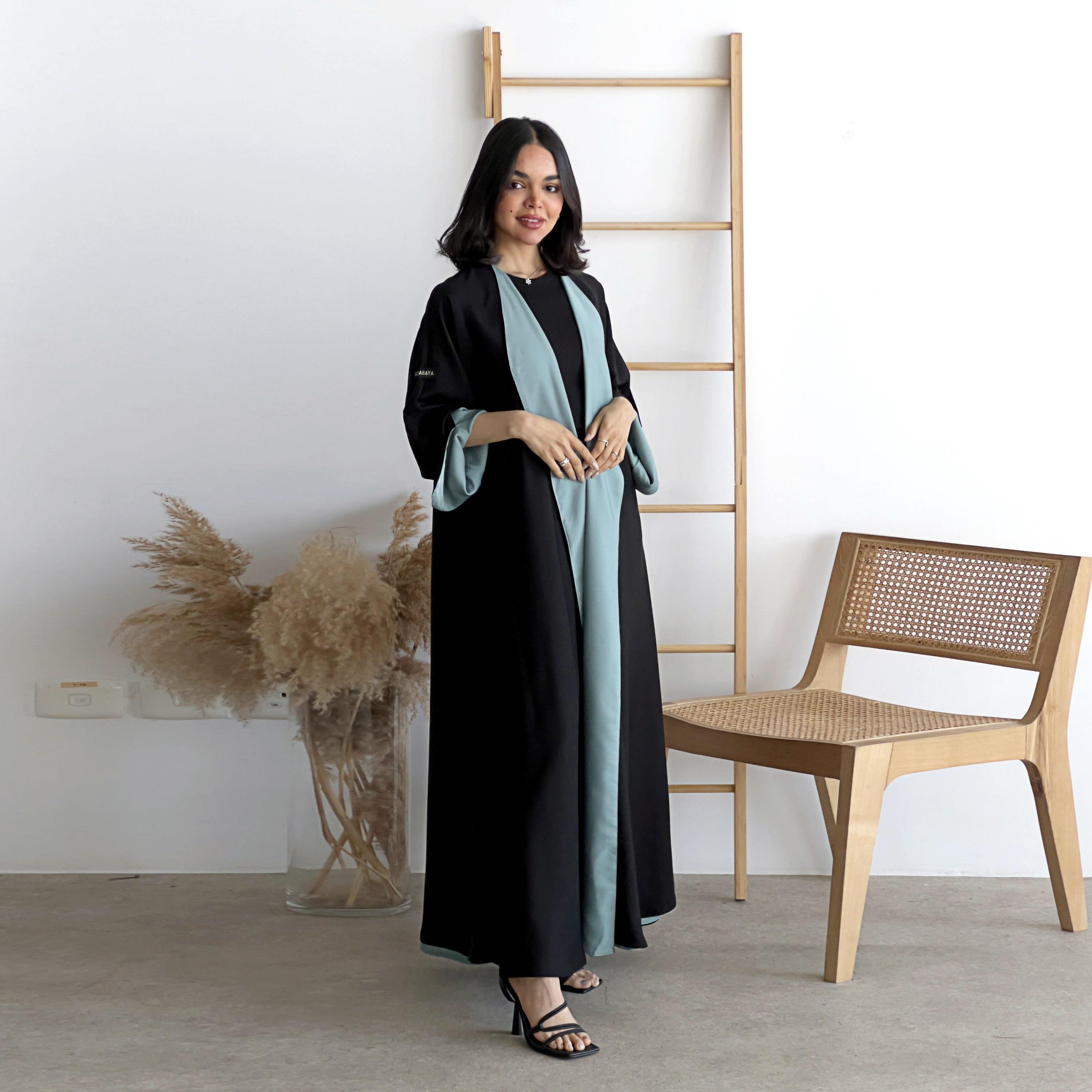 Lusin Abaya Wide Sleeves Women's Double Face Cloche Abaya with Hijab-women-arabicclothing-abayas-image-2