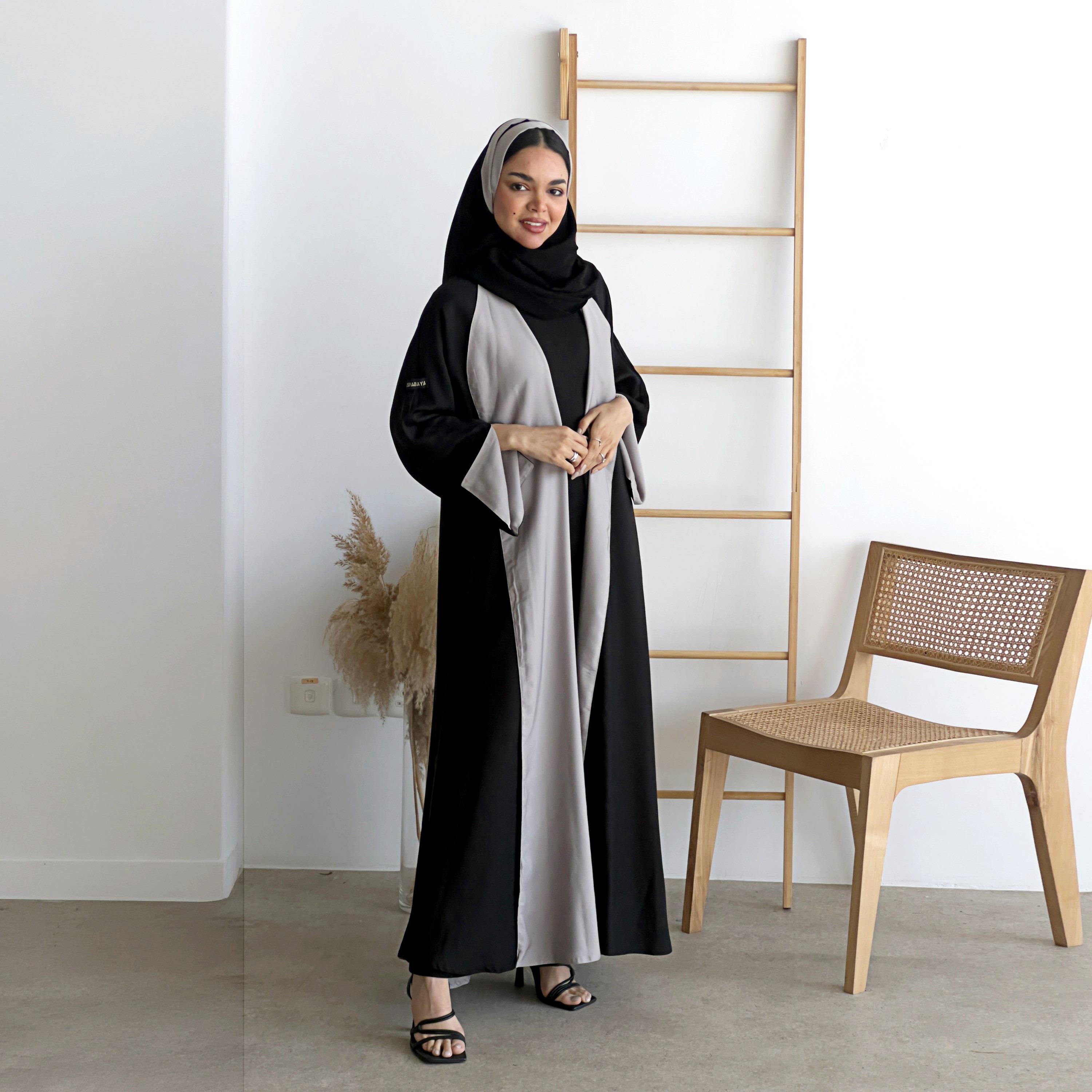 عباءة نسائية "كلوش" بوجهين بأكمام واسعة مع حجاب من لوسين عباية-women-arabicclothing-abayas-image-2