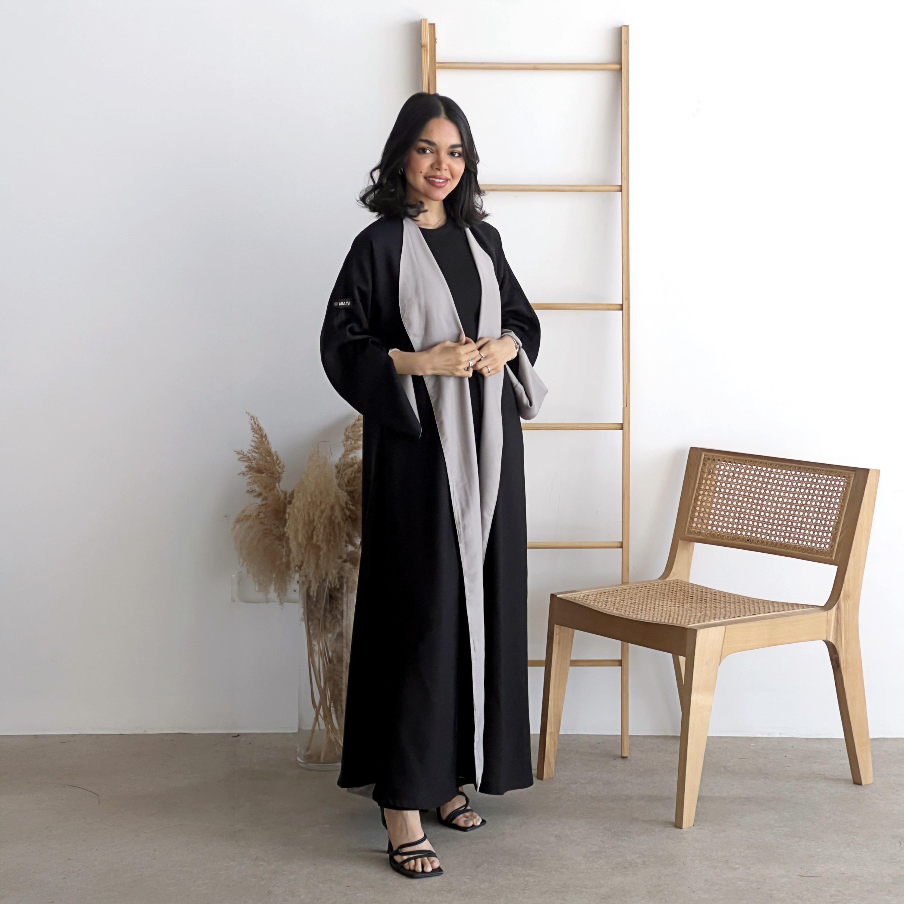 عباءة نسائية "كلوش" بوجهين بأكمام واسعة مع حجاب من لوسين عباية-women-arabicclothing-abayas-image-3