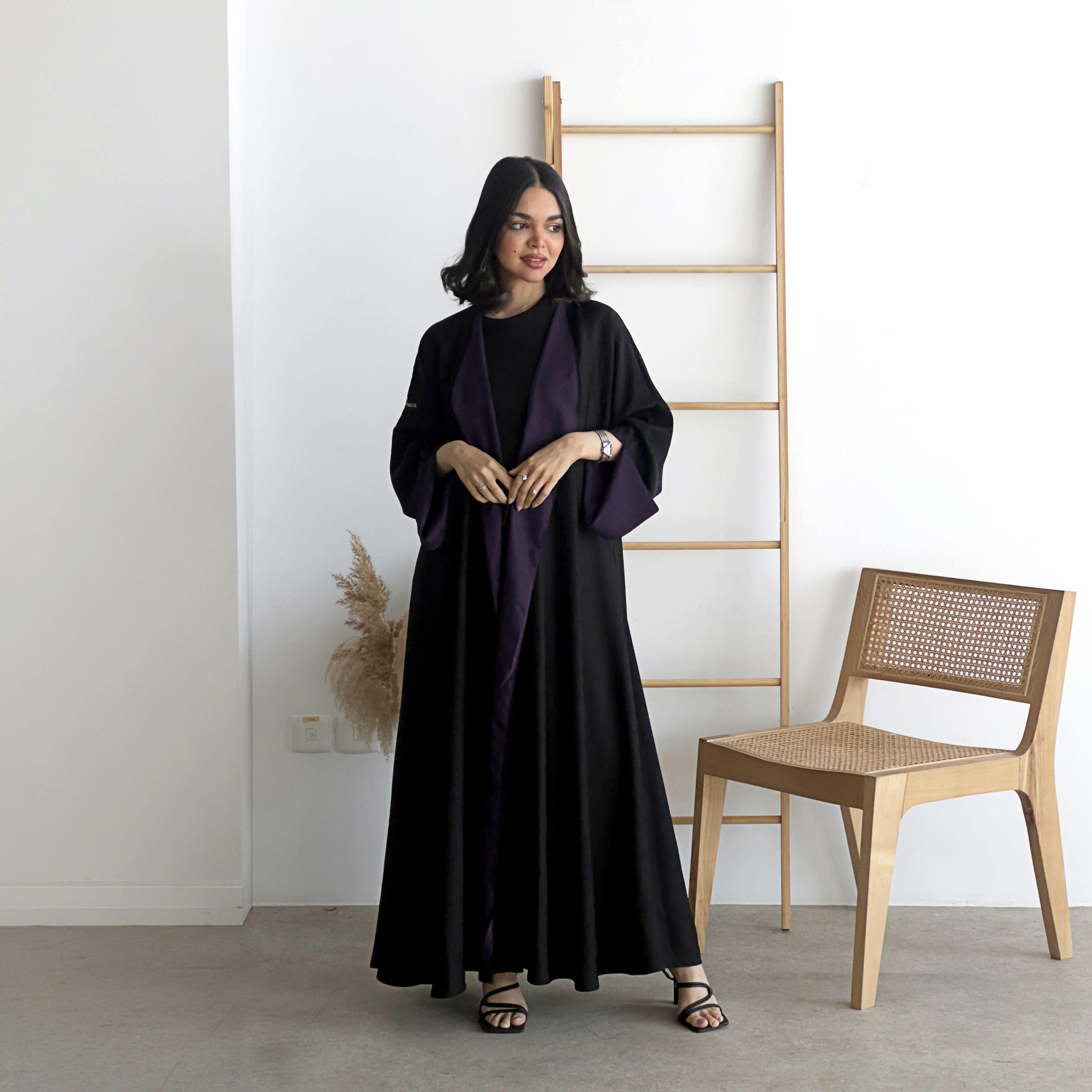 Lusin Abaya Wide Sleeves Women's Double Face Cloche Abaya with Hijab-women-arabicclothing-abayas-image-2