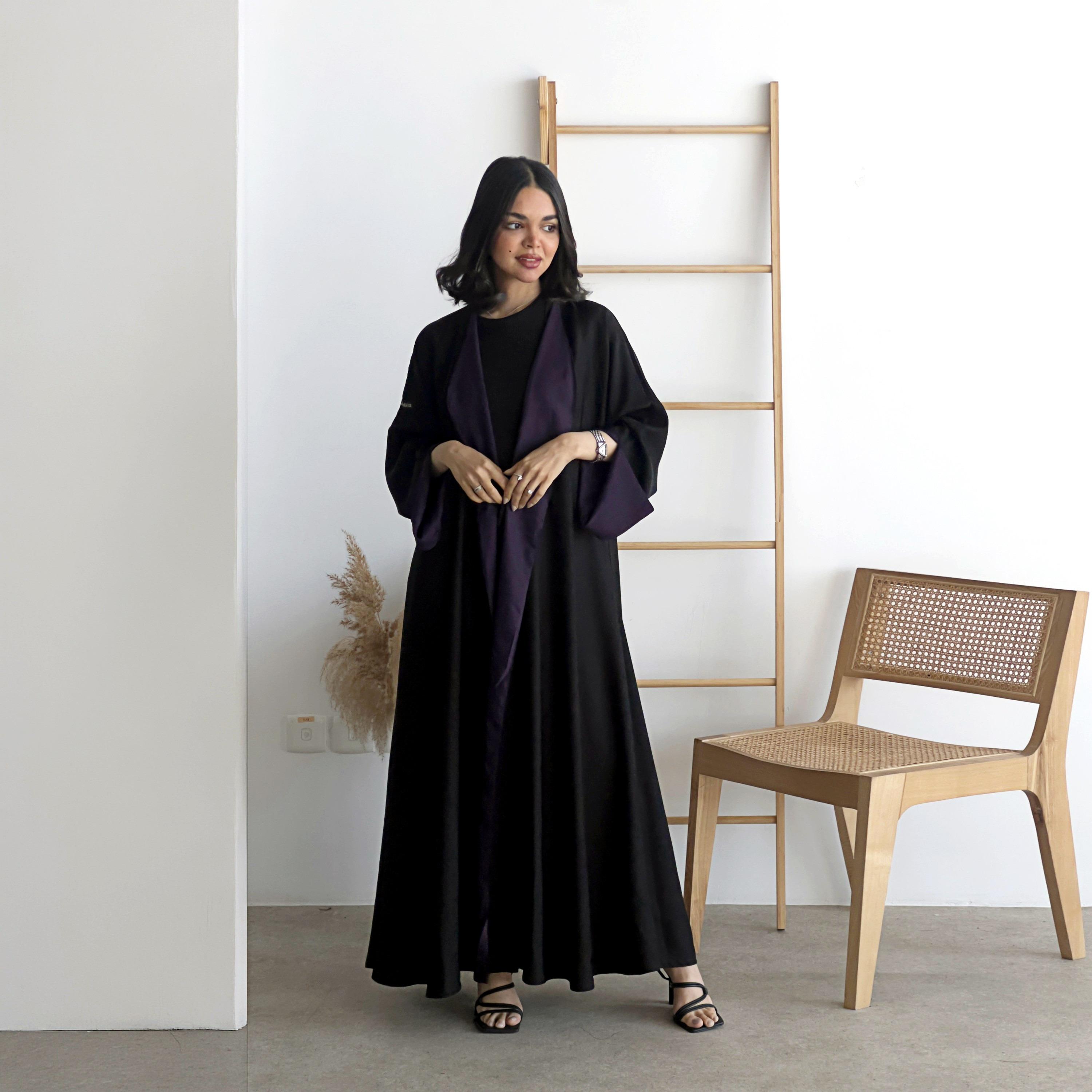 Lusin Abaya Wide Sleeves Women's Double Face Cloche Abaya with Hijab-women-arabicclothing-abayas-image-4