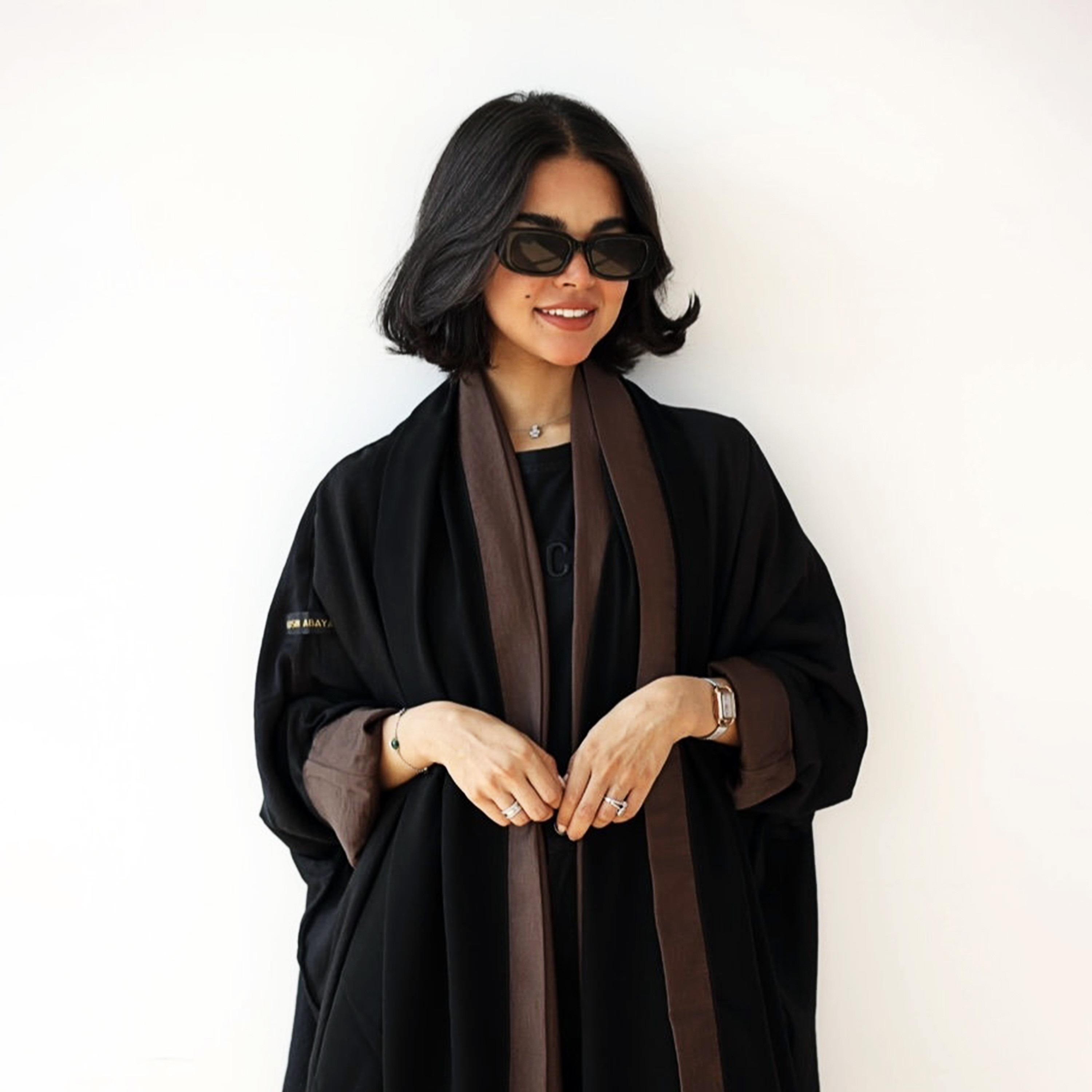 Lusin Abaya Butterfly Sleeves Silk Women's Double Face Half Bisht Abaya with Hijab-women-arabicclothing-abayas-image-5