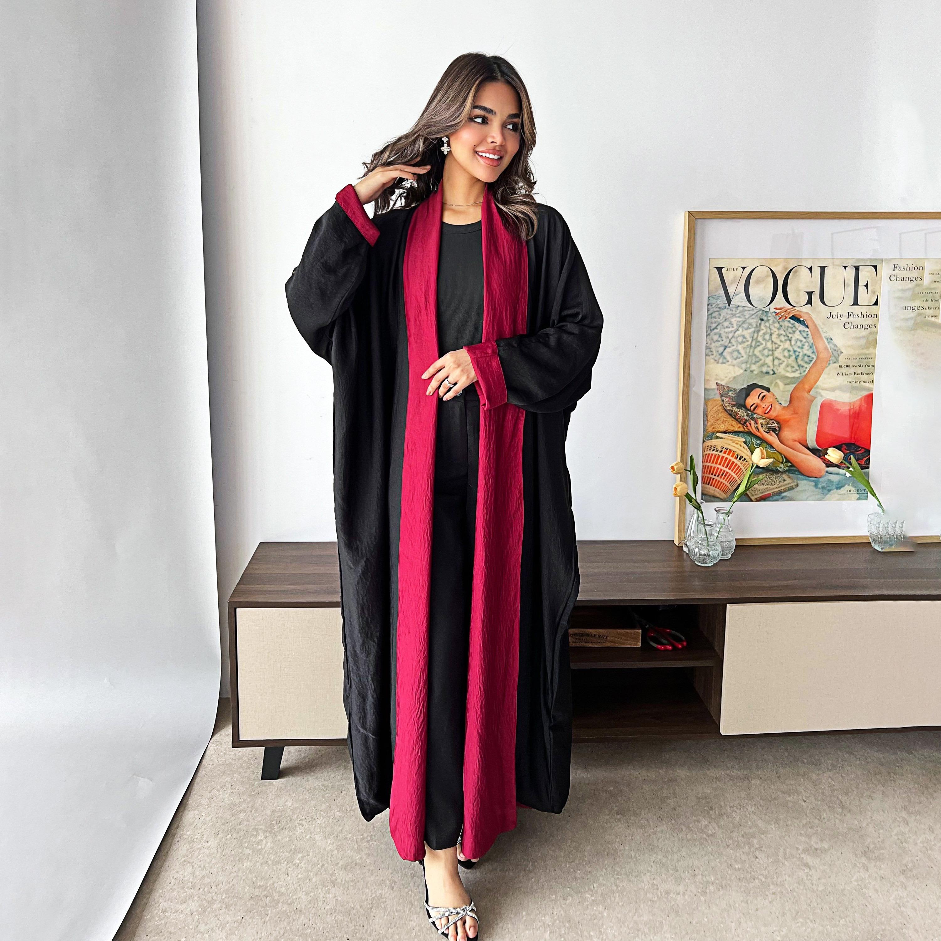Lusin Abaya Butterfly Sleeves Silk Women's Double Face Half Bisht Abaya with Hijab-women-arabicclothing-abayas-image-6