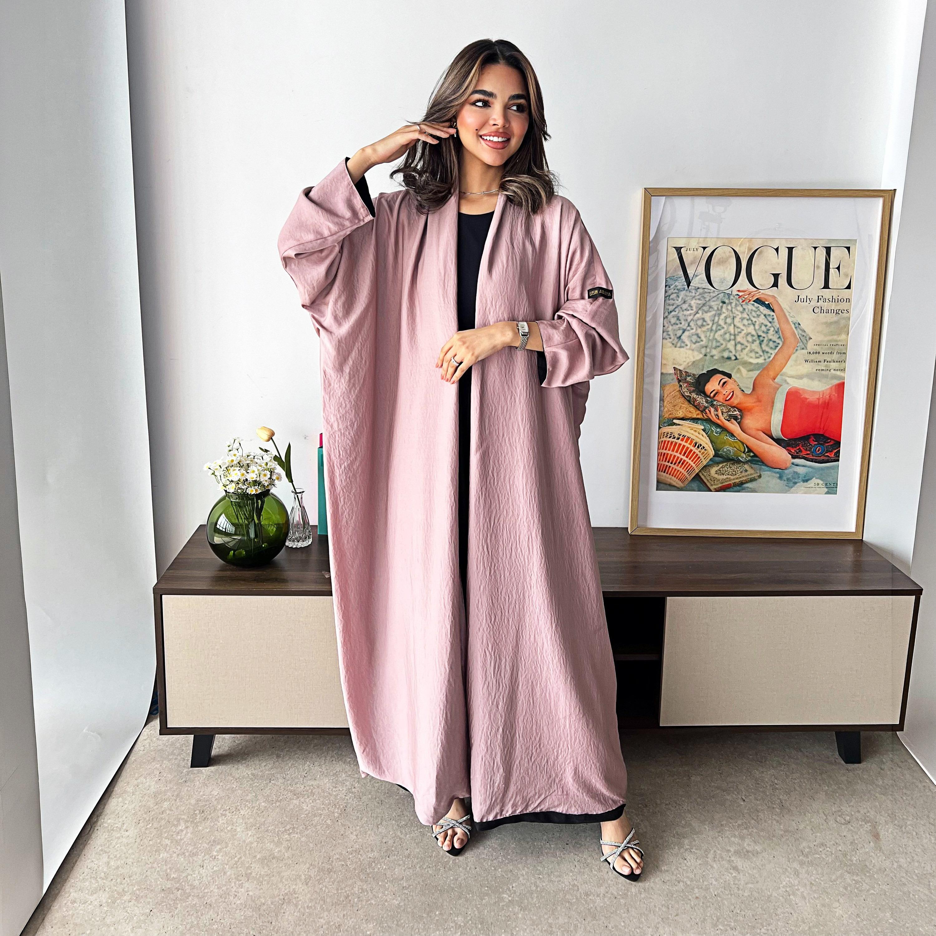 Lusin Abaya Butterfly Sleeves Silk Women's Double Face Half Bisht Abaya with Hijab-women-arabicclothing-abayas-image-10