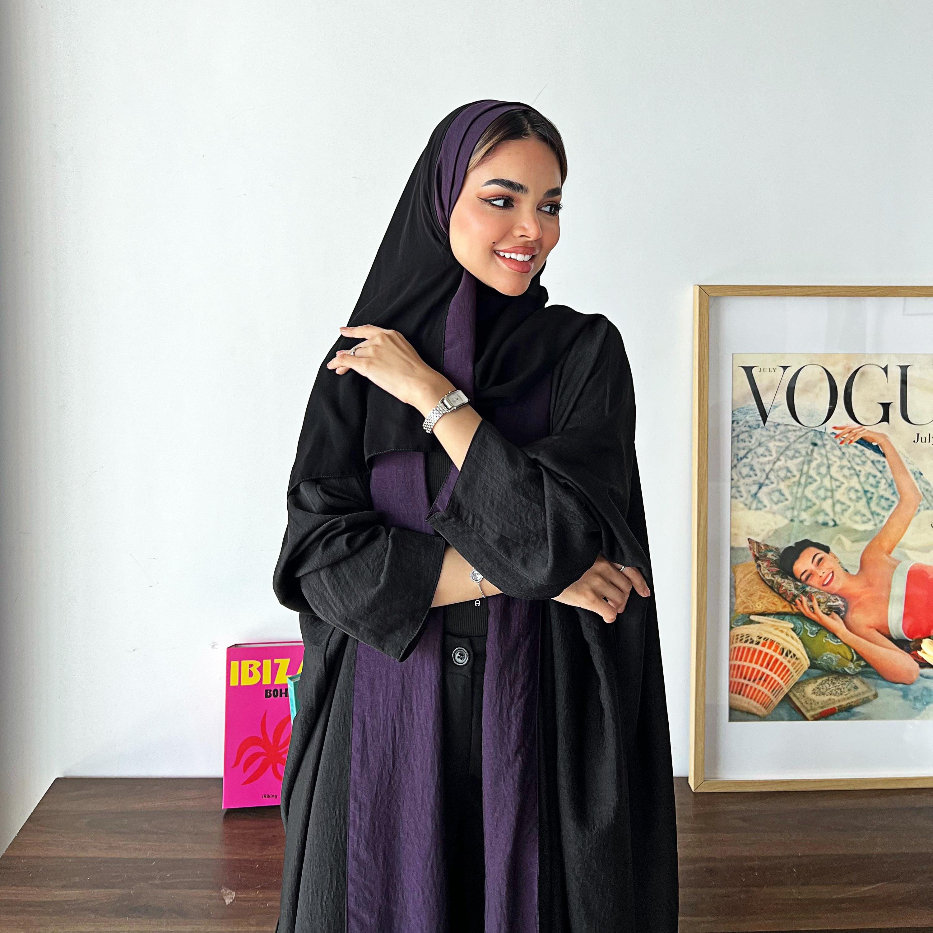 Lusin Abaya Butterfly Sleeves Silk Women's Double Face Half Bisht Abaya with Hijab-women-arabicclothing-abayas-image-7