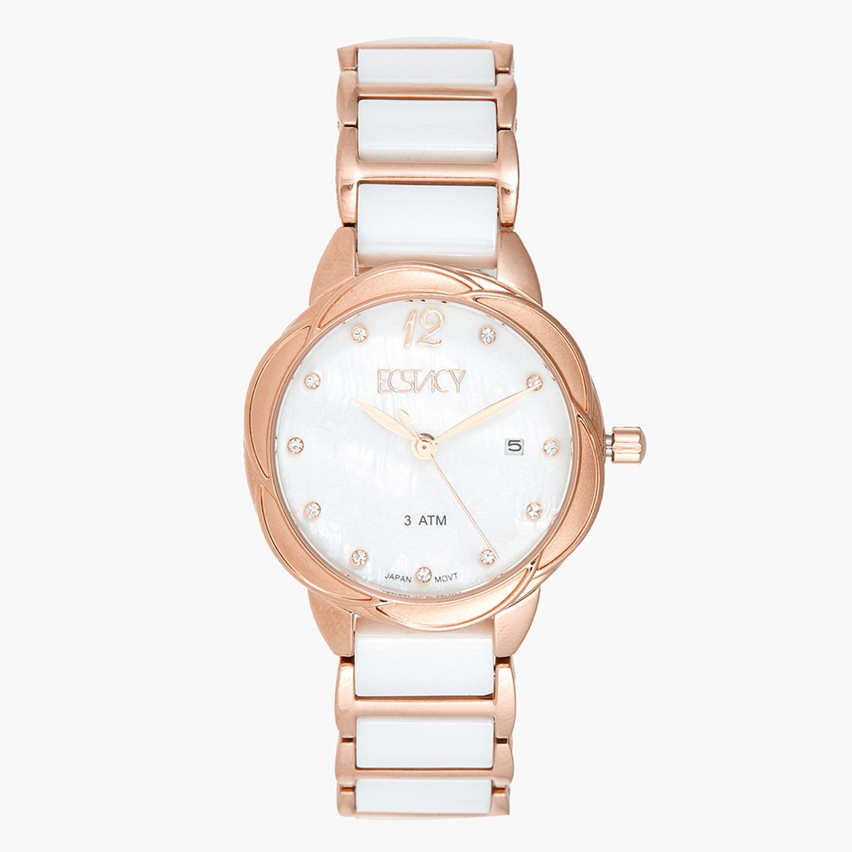 ساعة يد تناظريّة بقرص أبيض للنساء من اكستازي E7515-KCWM-8-women-watchesandjewellery-watches-image-1