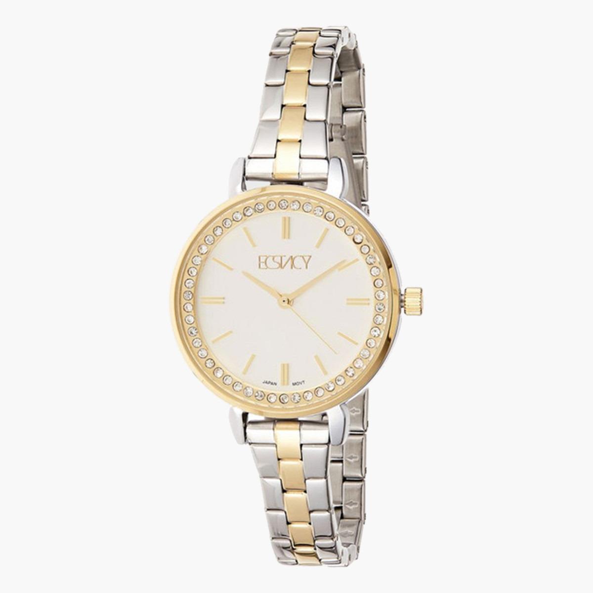 ساعة يد تناظريّة بقرص ذهبي أبيض للنساء من اكستازي E8502-TBTS-women-watchesandjewellery-watches-image-1
