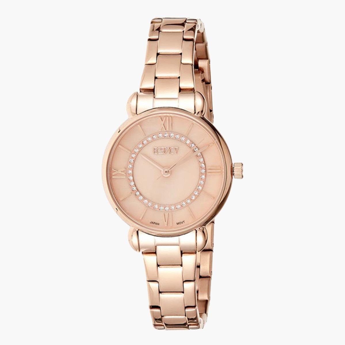 ساعة تناظرية بقرص ذهبي وردي للنساء من اكستازي - E8505-RBKK-women-watchesandjewellery-watches-image-1