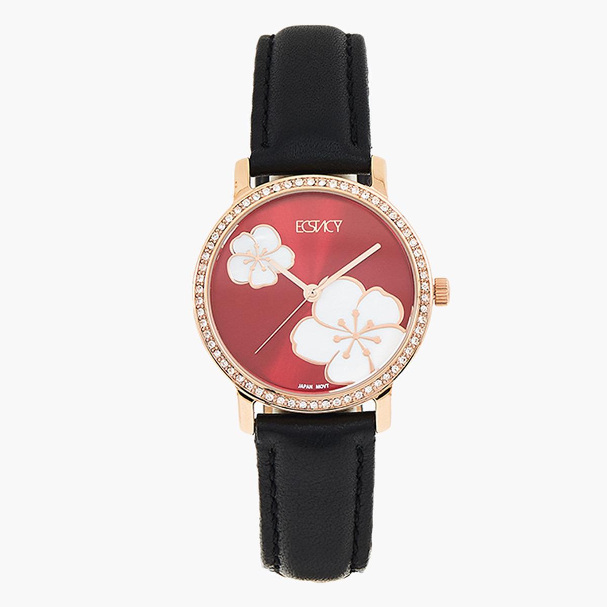 ساعة يد تناظريّة بقرص أحمر للنساء من اكستازي E9500-RLBM-women-watchesandjewellery-watches-image-1