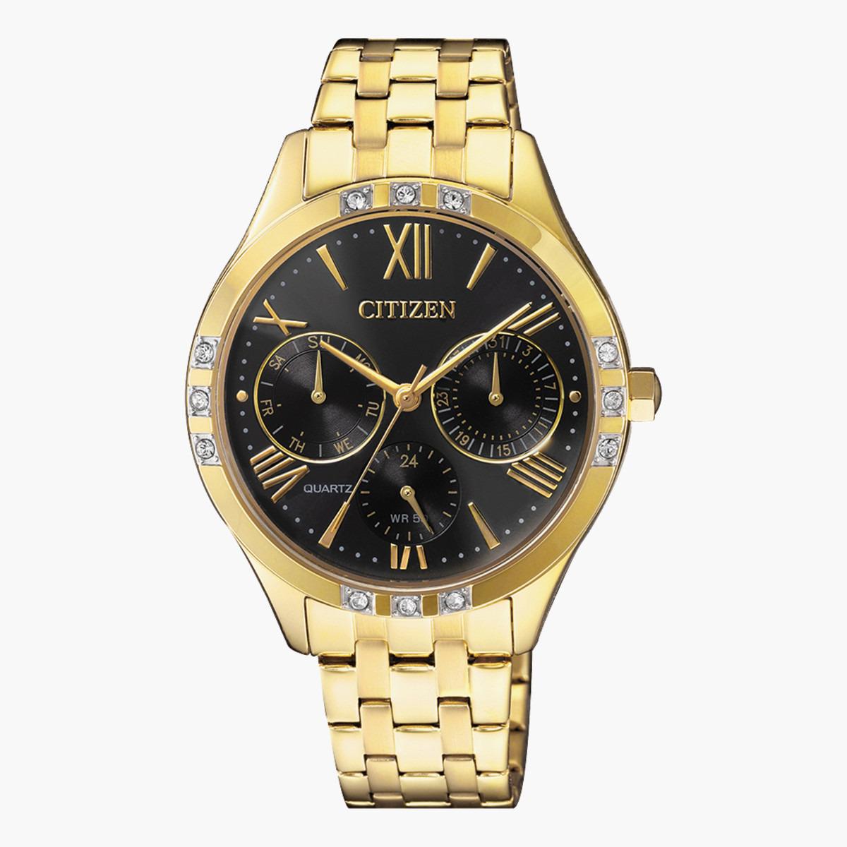 ساعة يد تناظريّة ذهبية بسوار معدني للنساء من سيتيزين ED 8172 51E-women-watchesandjewellery-watches-image-1
