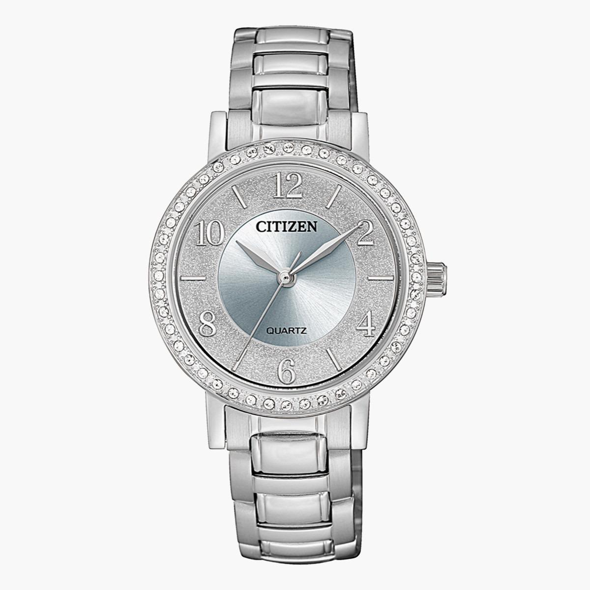 ساعة تناظرية فضيّة بحزام معدني للنساء من سيتيزن - EL3040 55L-women-watchesandjewellery-watches-image-1