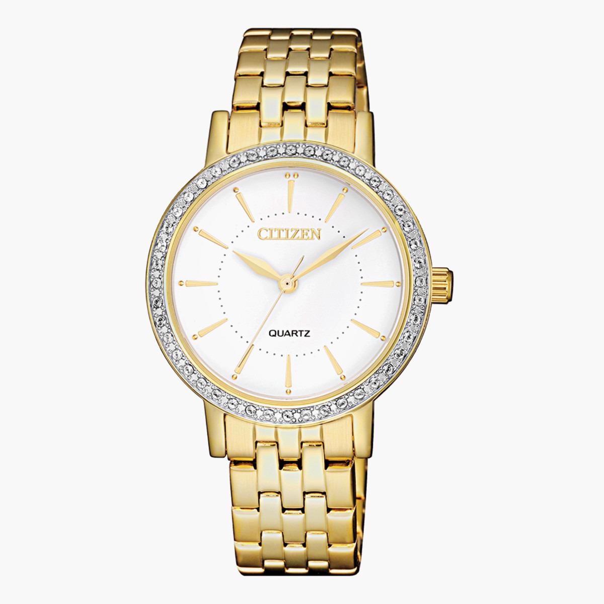 ساعة يد تناظريّة ذهبية بسوار معدني للنساء من سيتيزن EL 3042 84A-women-watchesandjewellery-watches-image-1