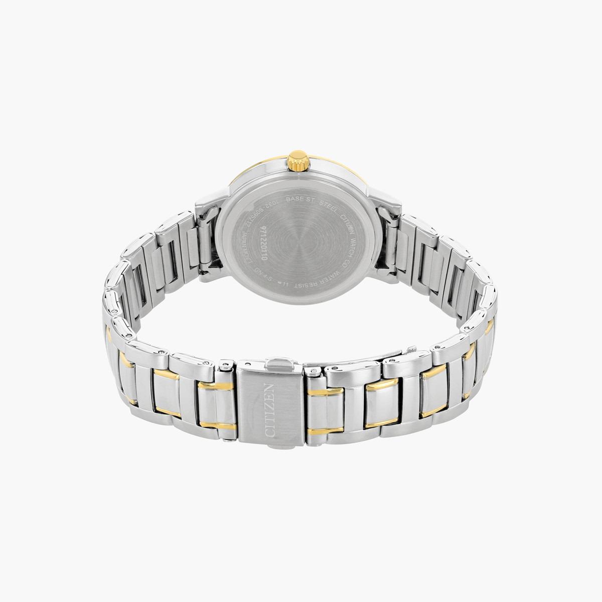ساعة تناظرية فضيّة وذهبية بحزام معدني للنساء من سيتيزن - EL3044 54A-women-watchesandjewellery-watches-image-2