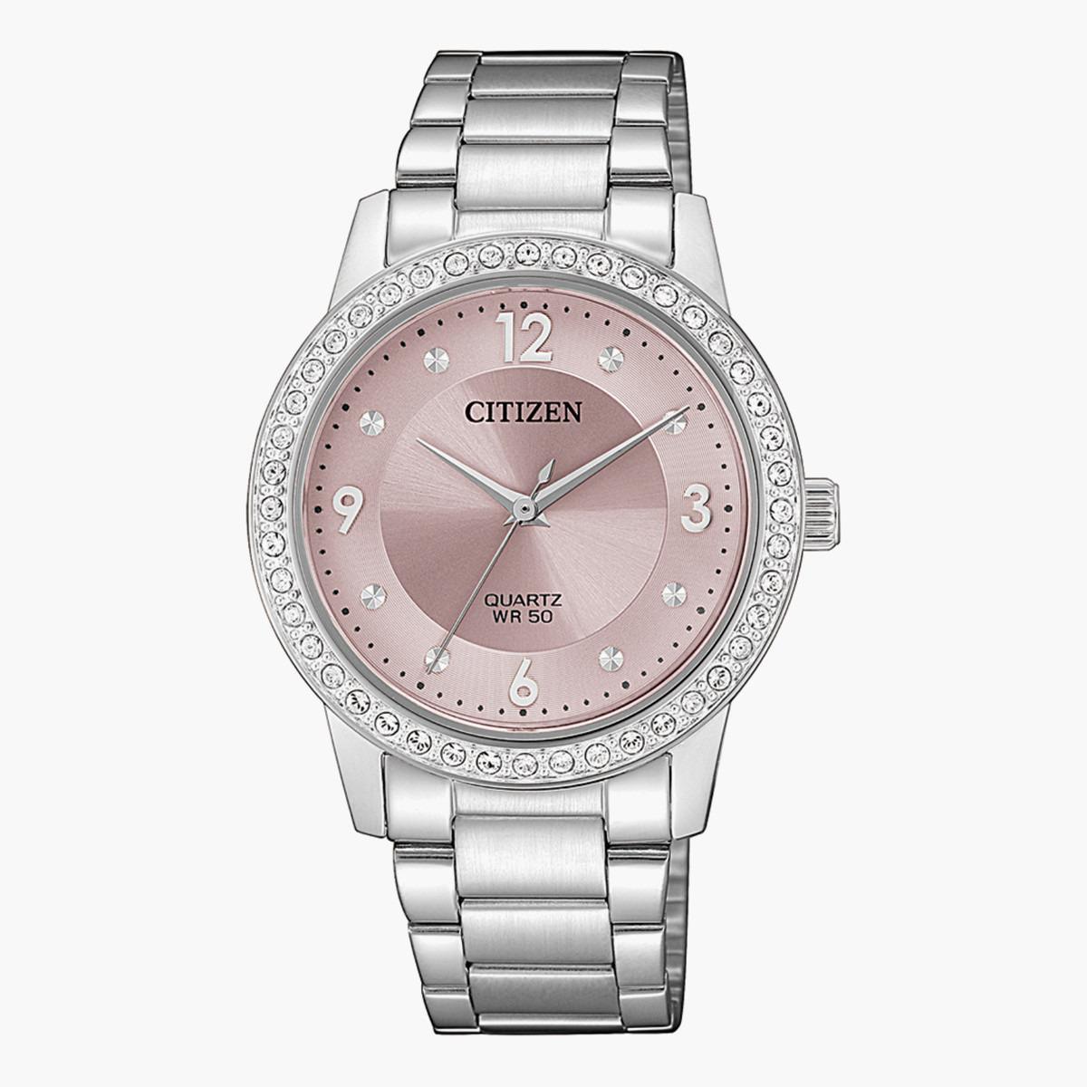 ساعة يد تناظريّة فضية بسوار معدني للنساء من سيتيزن EL 3090 81X-women-watchesandjewellery-watches-image-1