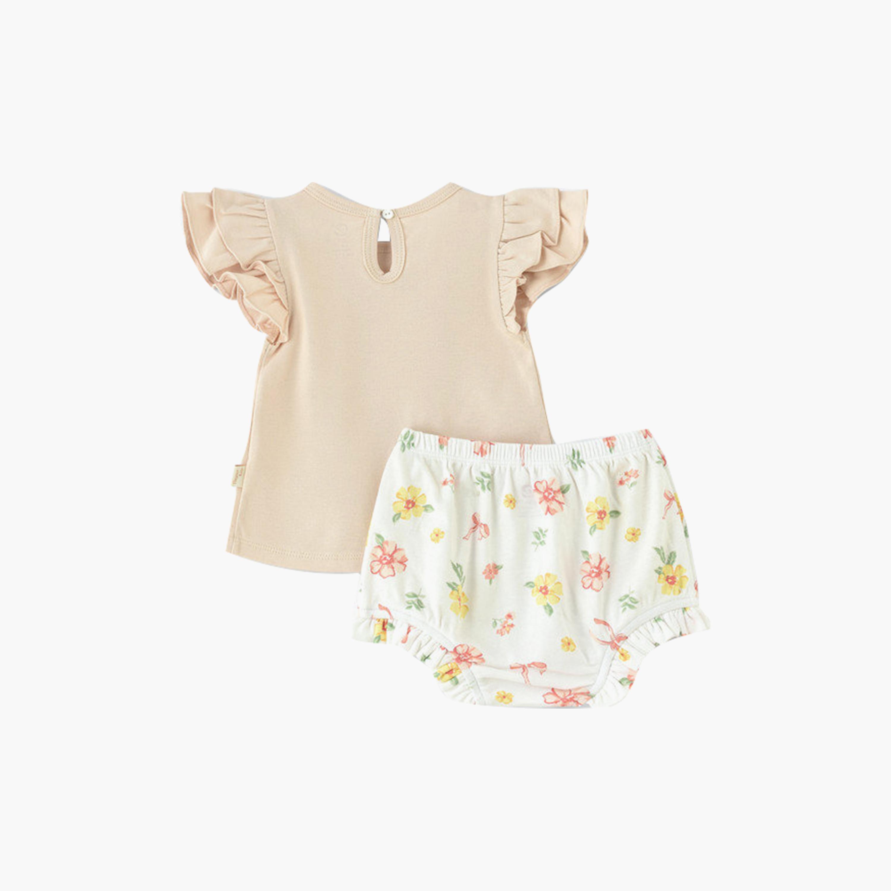 UniqKidz 2-Piece Cotton Flower Embroidered Top & Shorts Set-baby-girls-clothing-setsandcoords-image-2
