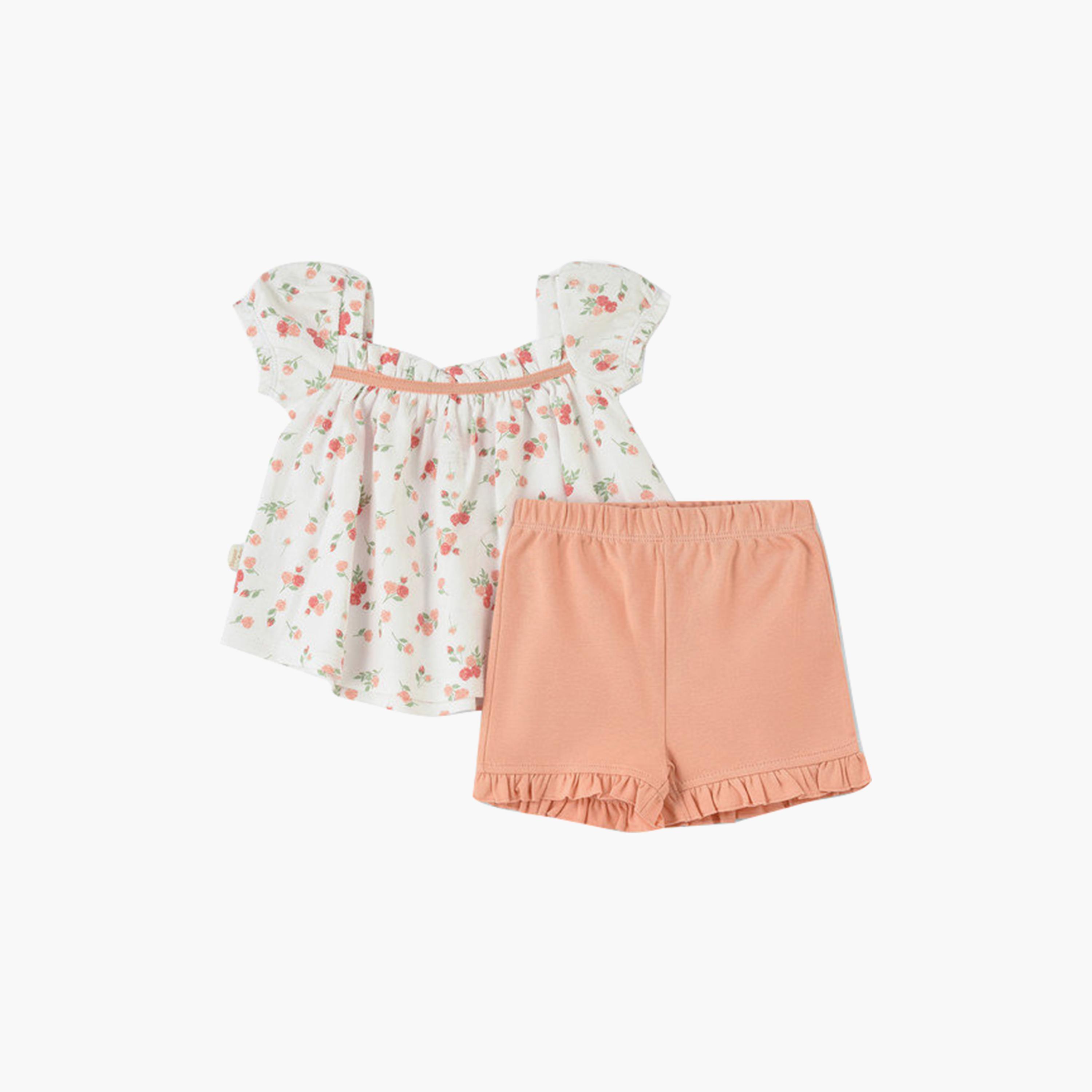 UniqKidz 2-Piece Cotton Rose Printed Top & Shorts Set-baby-girls-clothing-setsandcoords-image-2