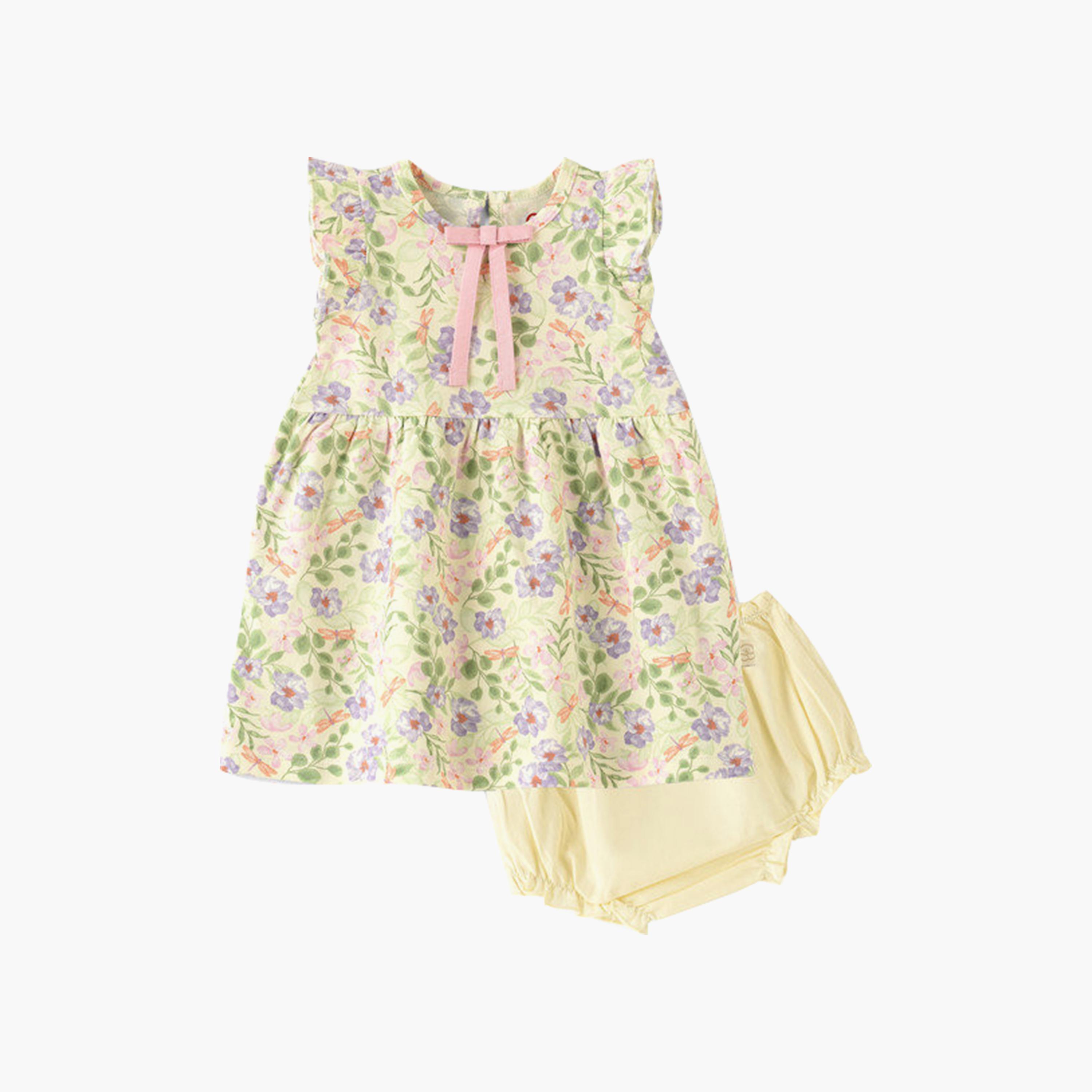 UniqKidz 2-Piece Cotton Flower Printed Dress & Diaper Cover Set-baby-girls-clothing-setsandcoords-image-1