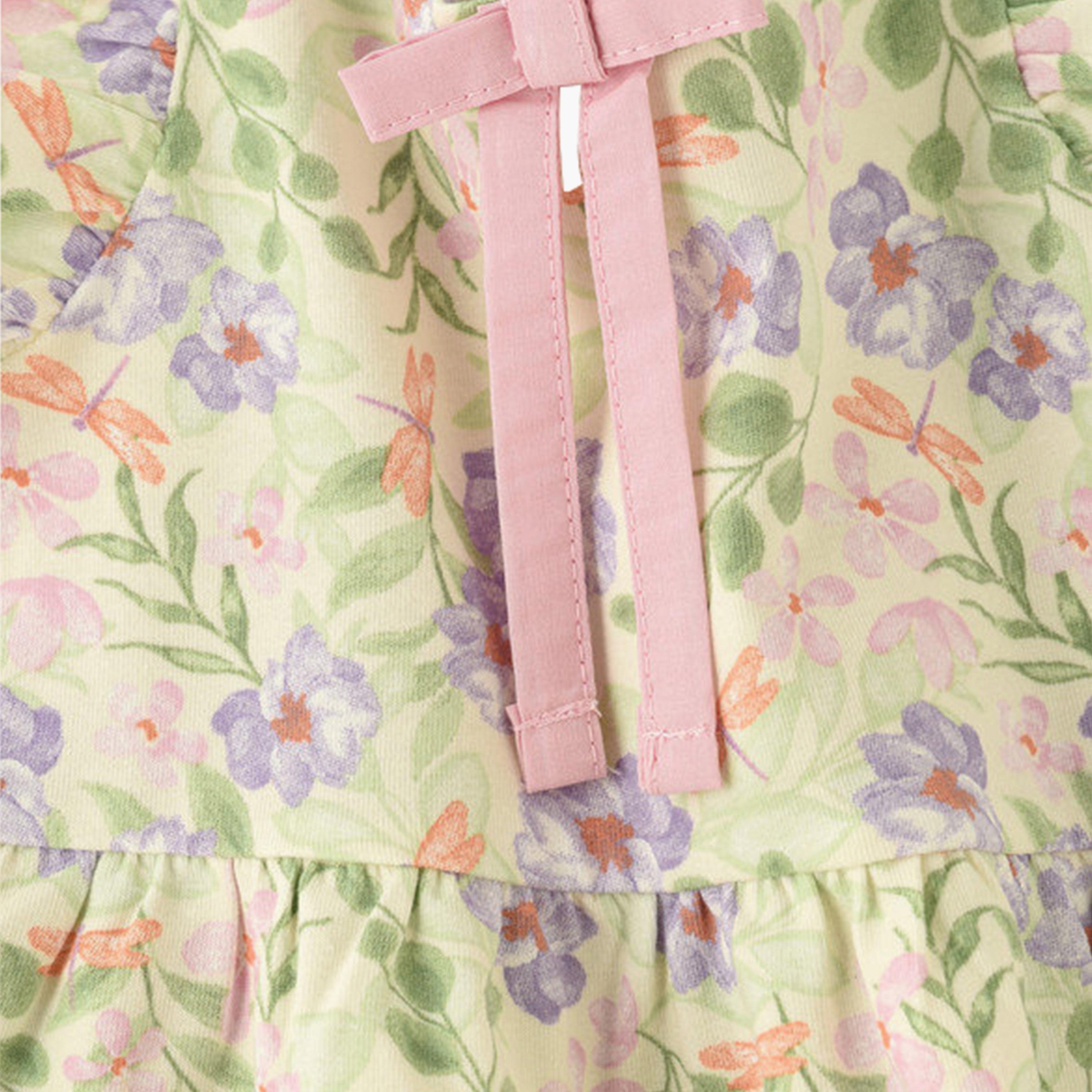 UniqKidz 2-Piece Cotton Flower Printed Dress & Diaper Cover Set-baby-girls-clothing-setsandcoords-image-4