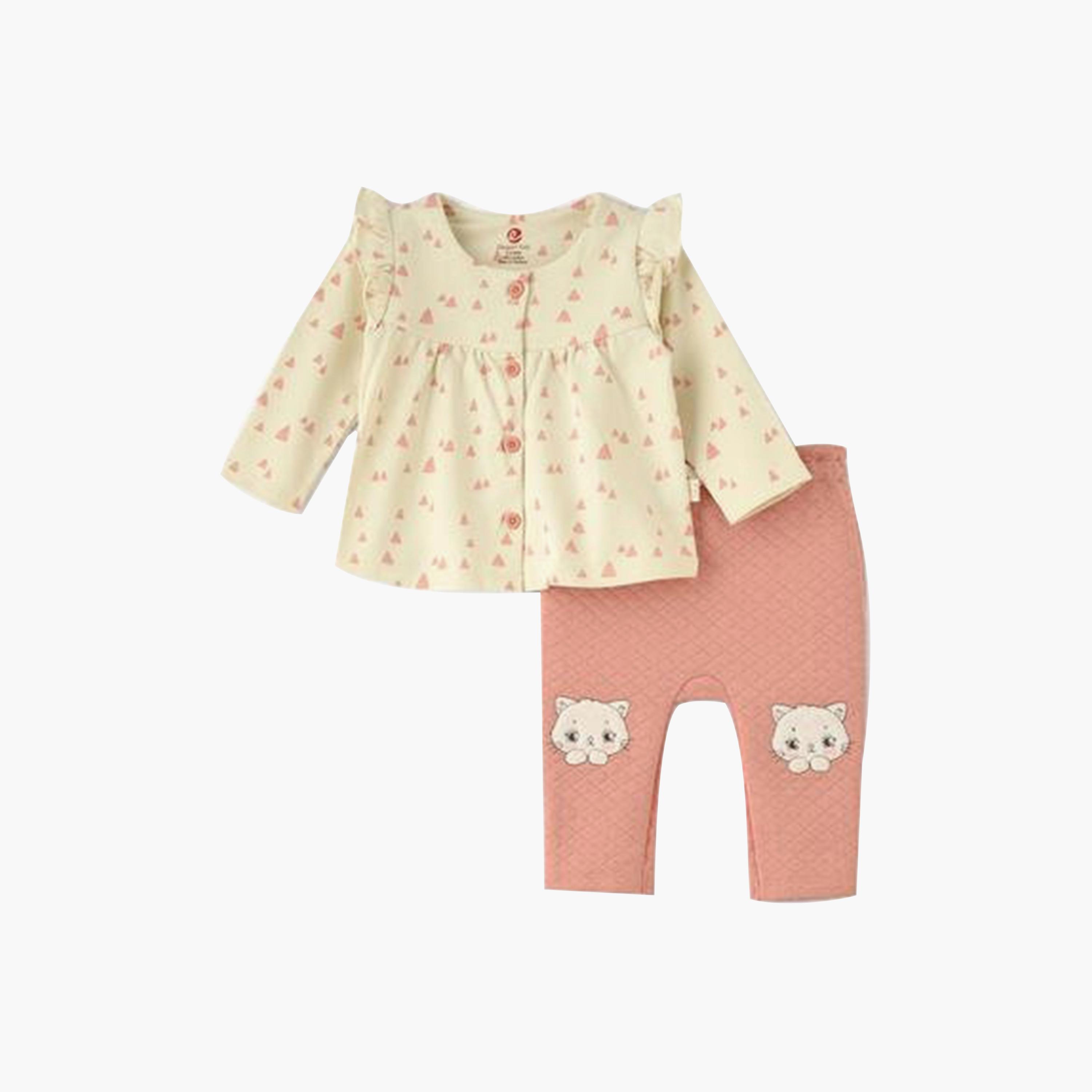 UniqKidz 2-Piece Cotton Little One Embroidered T-Shirt & Shorts-baby-girls-clothing-setsandcoords-image-1