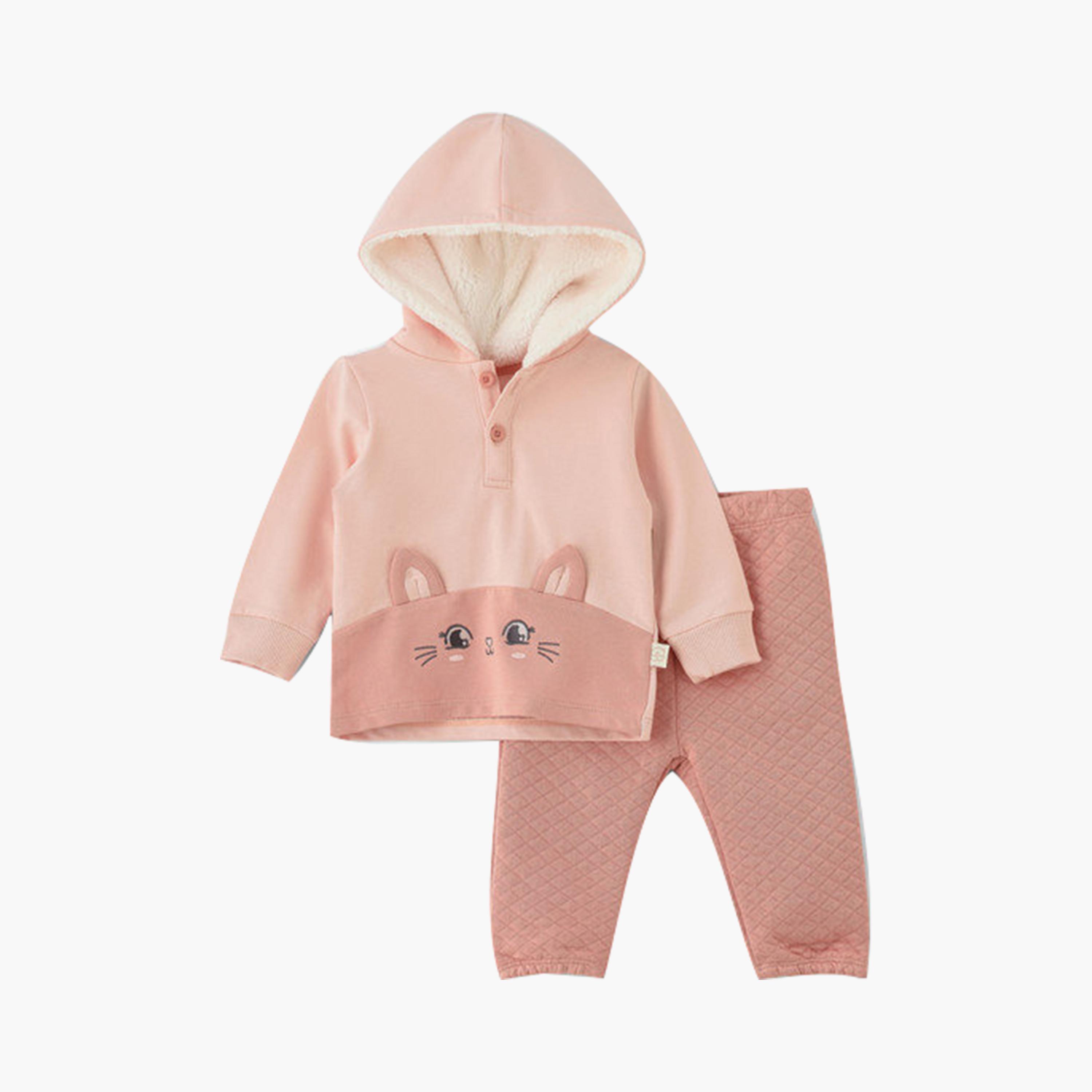 UniqKidz 2-Piece Cotton Embroidered Hooded Sweatshirt & Leggings Set-baby-girls-clothing-setsandcoords-image-1