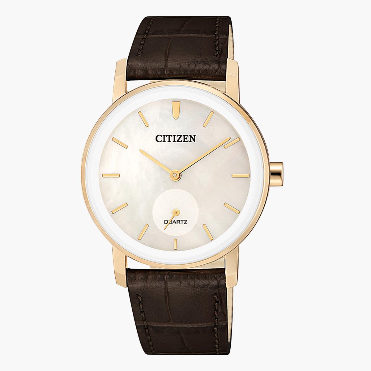 ساعة تناظرية بنيّة كوارتز بحزام جلد للنساء من سيتيزن - EQ9063 04D-women-watchesandjewellery-watches-image-1