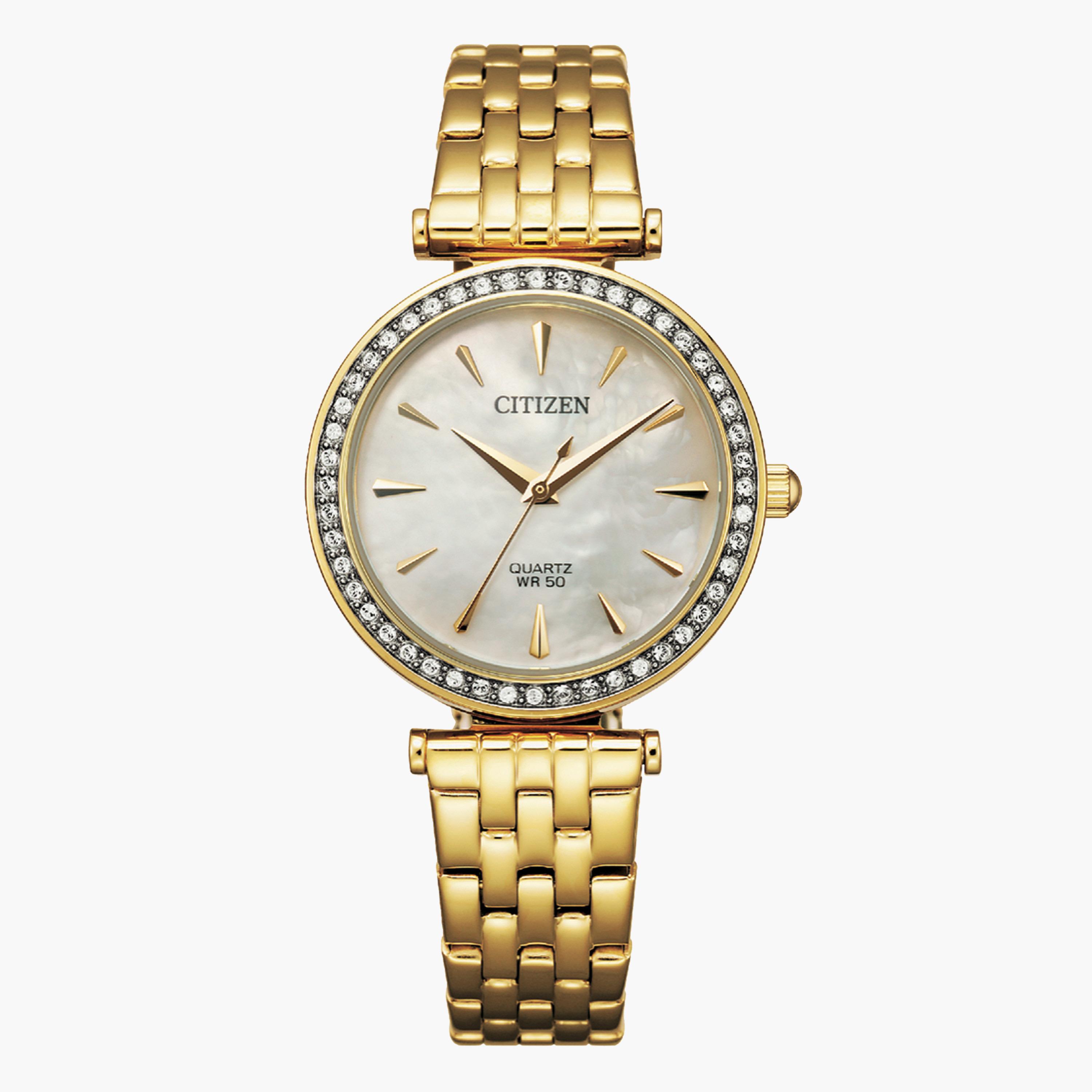 ساعة تناظرية ذهبية بحزام معدني للنساء من سيتيزن - ER0212 50Y-women-watchesandjewellery-watches-image-1