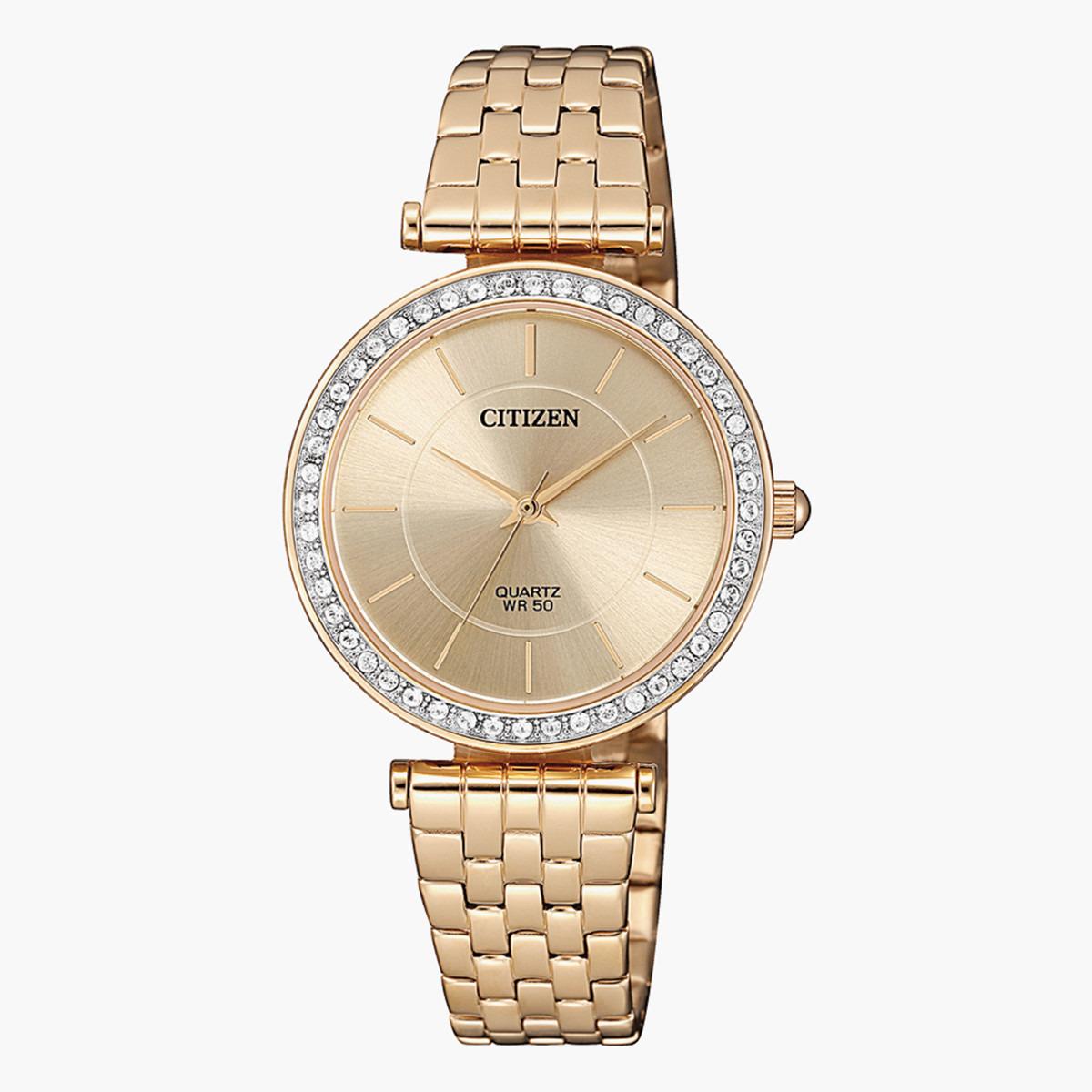 ساعة يد تناظريّة ذهبية بسوار معدني للنساء من سيتيزين ER 0213 57X-women-watchesandjewellery-watches-image-1