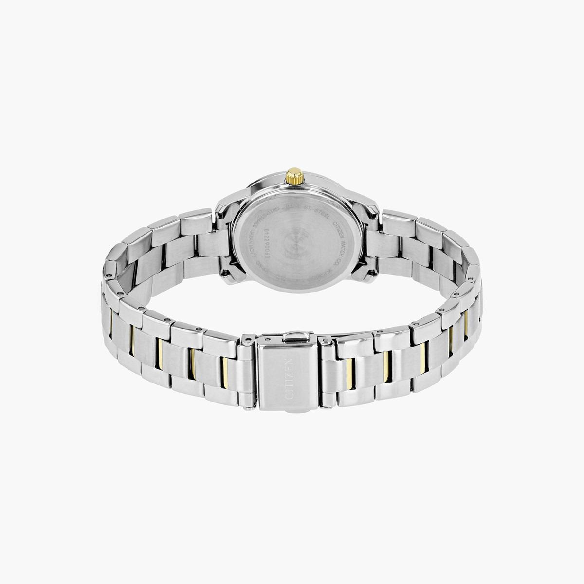 ساعة يد تناظرية بلون ذهبي وفضي بسوار معدني للنساء من سيتيزن-EU 6038 89A-women-watchesandjewellery-watches-image-2