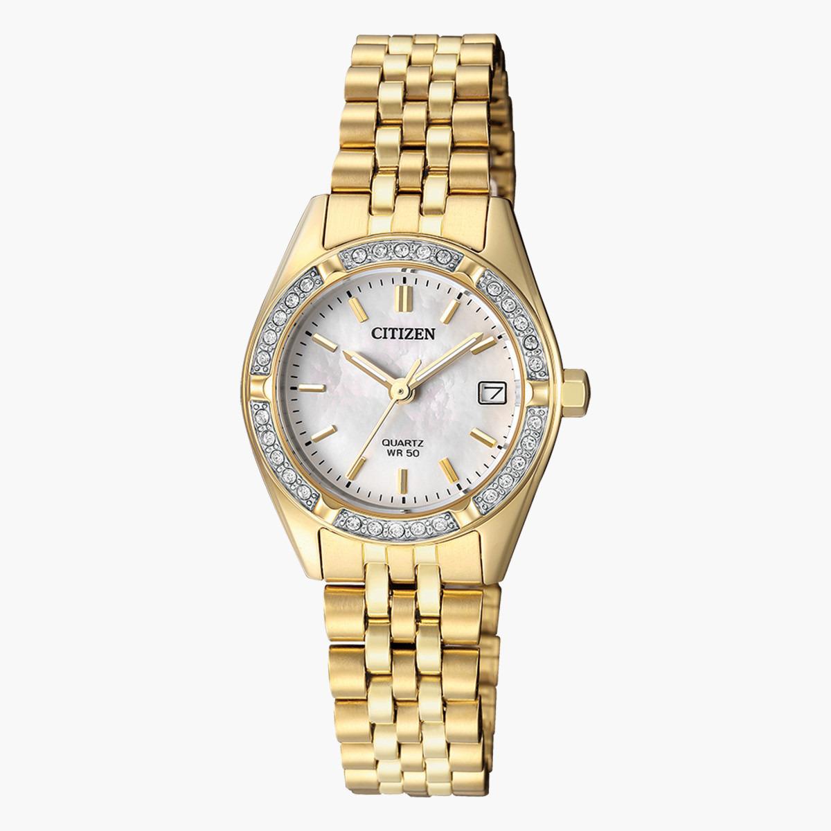 ساعة تناظرية ذهبية بحزام معدني للنساء من سيتيزن - EU6062 50D-women-watchesandjewellery-watches-image-1