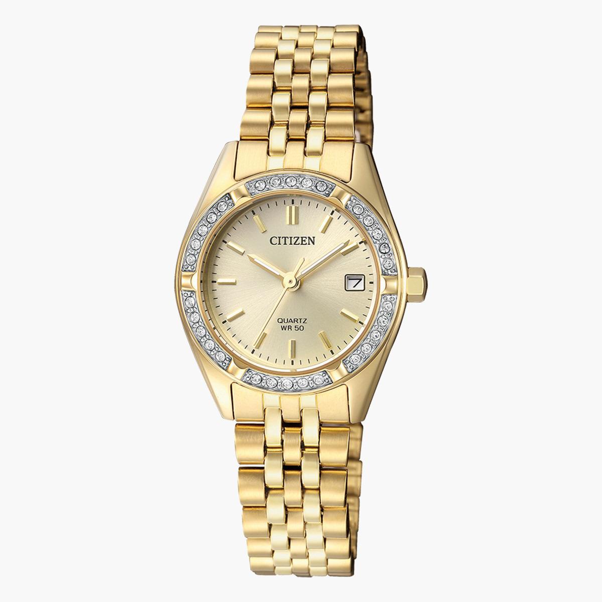 ساعة تناظرية وردية ذهبية بحزام معدني للنساء من سيتيزن - EU6062 50P-women-watchesandjewellery-watches-image-1