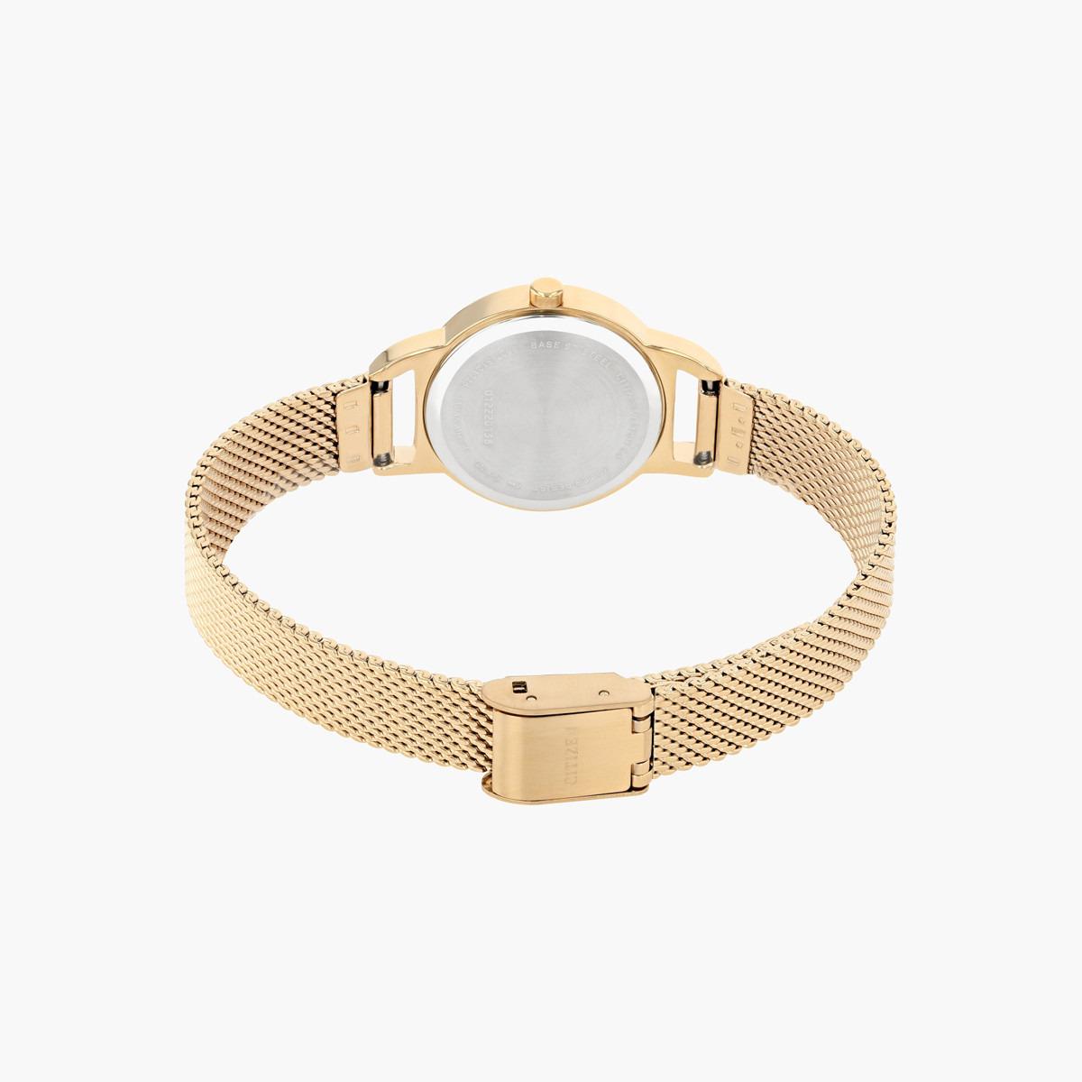 ساعة تناظرية وردية ذهبية كوارتز بحزام شبكي للنساء من سيتيزن - EZ7003 51X-women-watchesandjewellery-watches-image-2