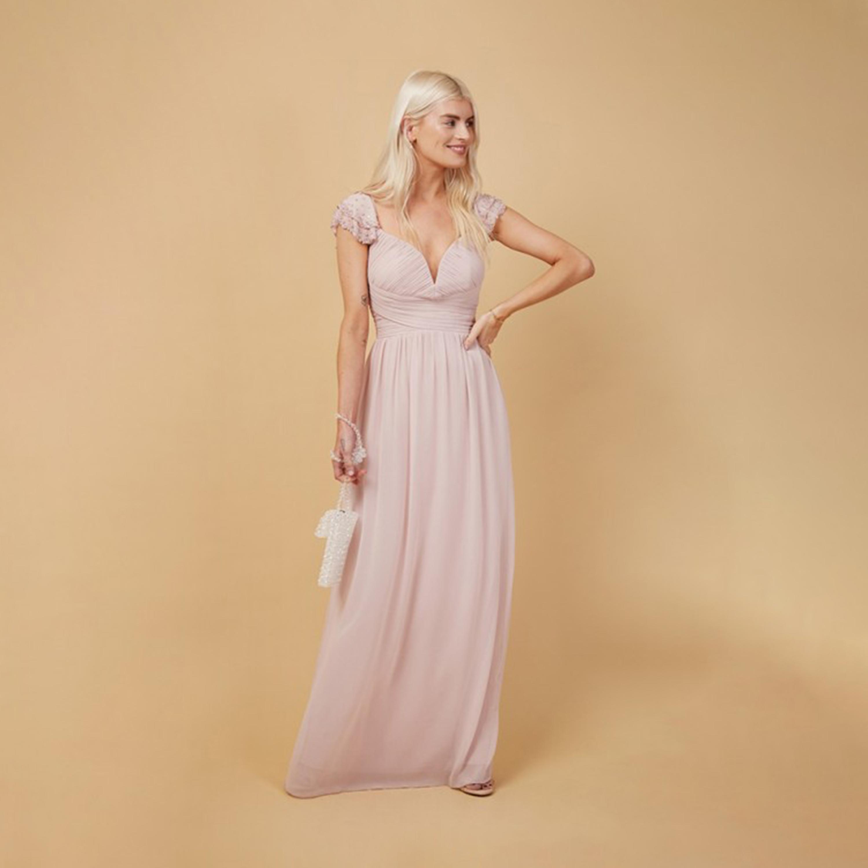 Little Mistress Pink Embellished Cap Sleeves Maxi Dress-women-clothing-dresses-image-1