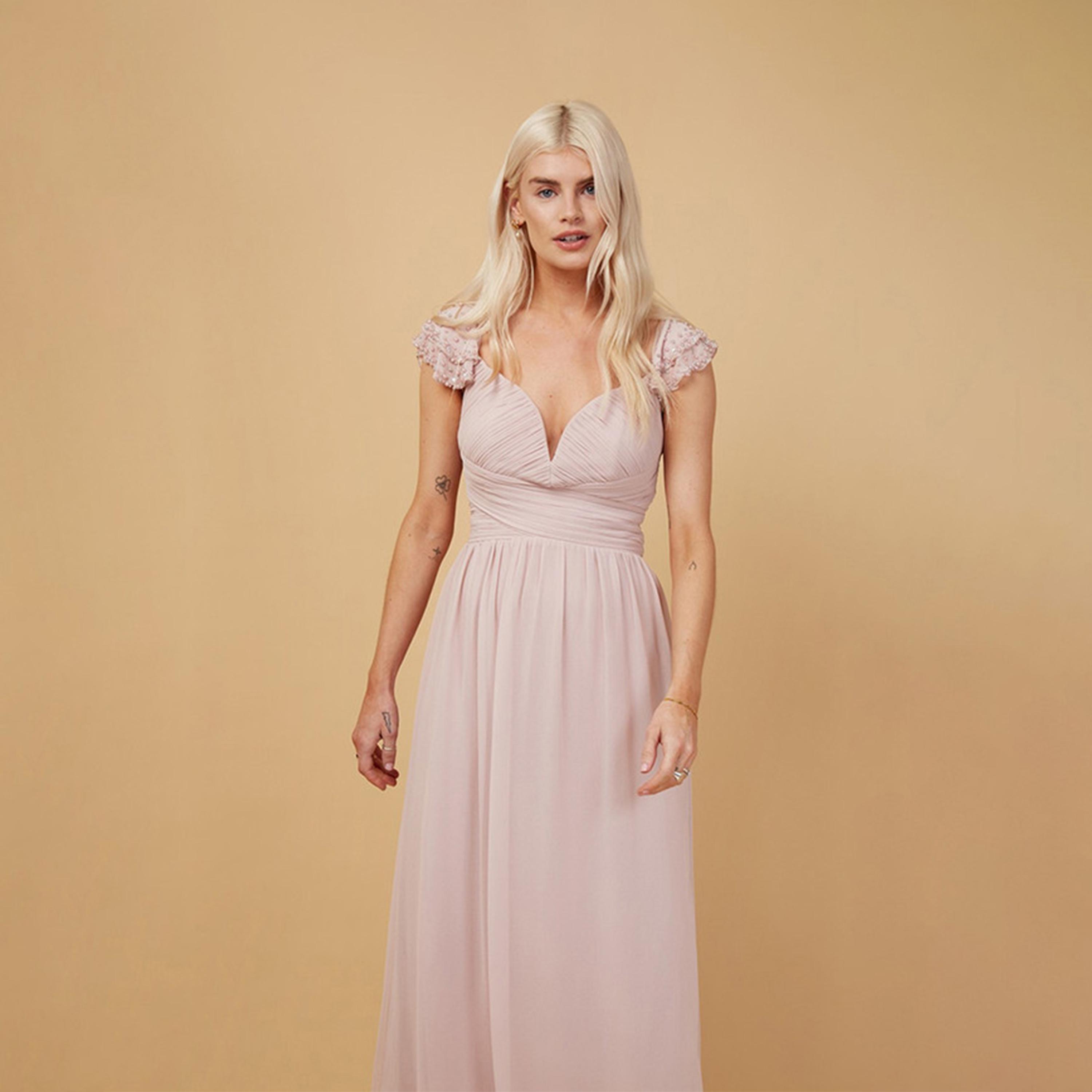 Little Mistress Pink Embellished Cap Sleeves Maxi Dress-women-clothing-dresses-image-2