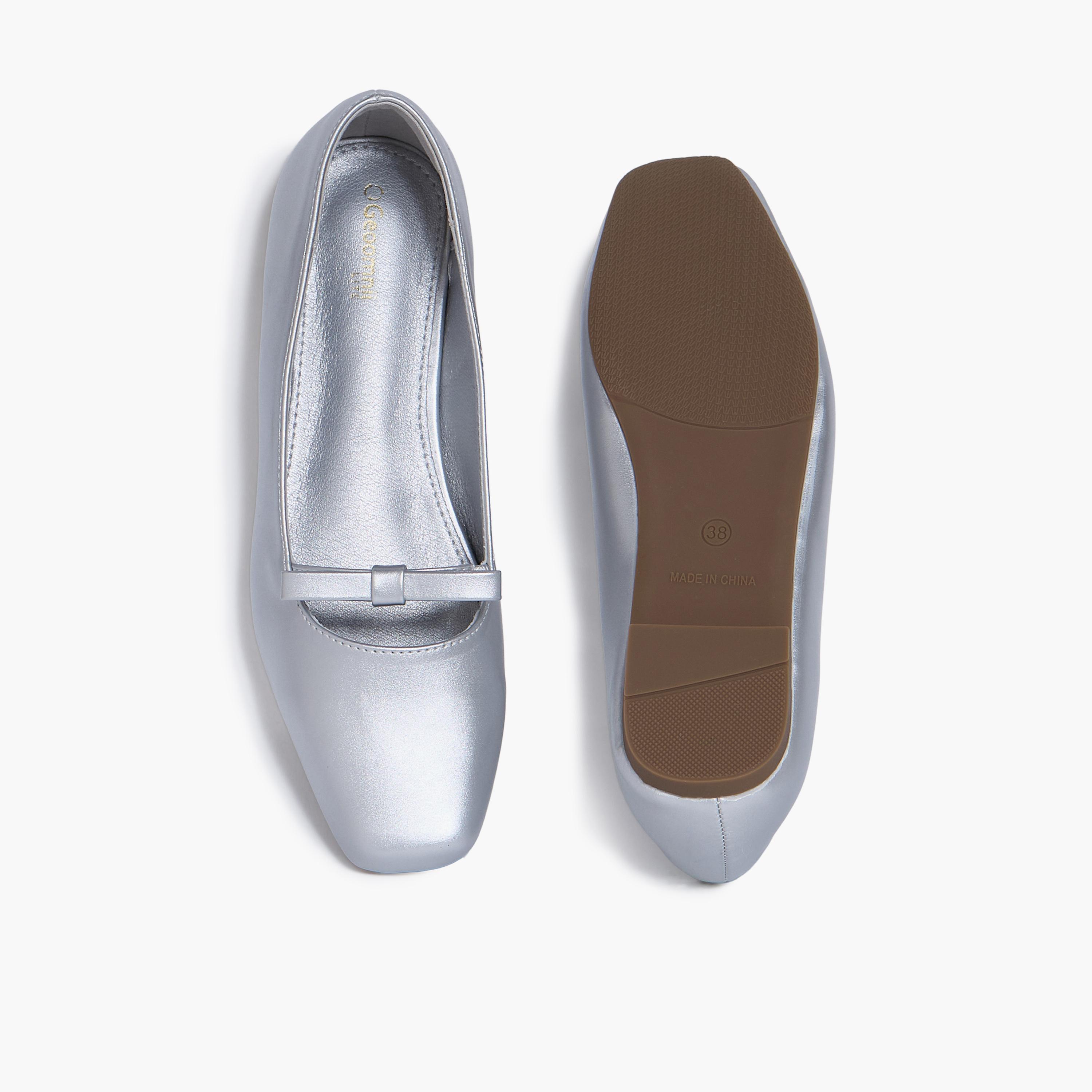 جيومني - حذاء باليرينا جوليانا1 سهل الارتداء مسطح مقدمة مربعة للنساء | F2503-11-SILVER-women-shoes-ballerinas-image-3