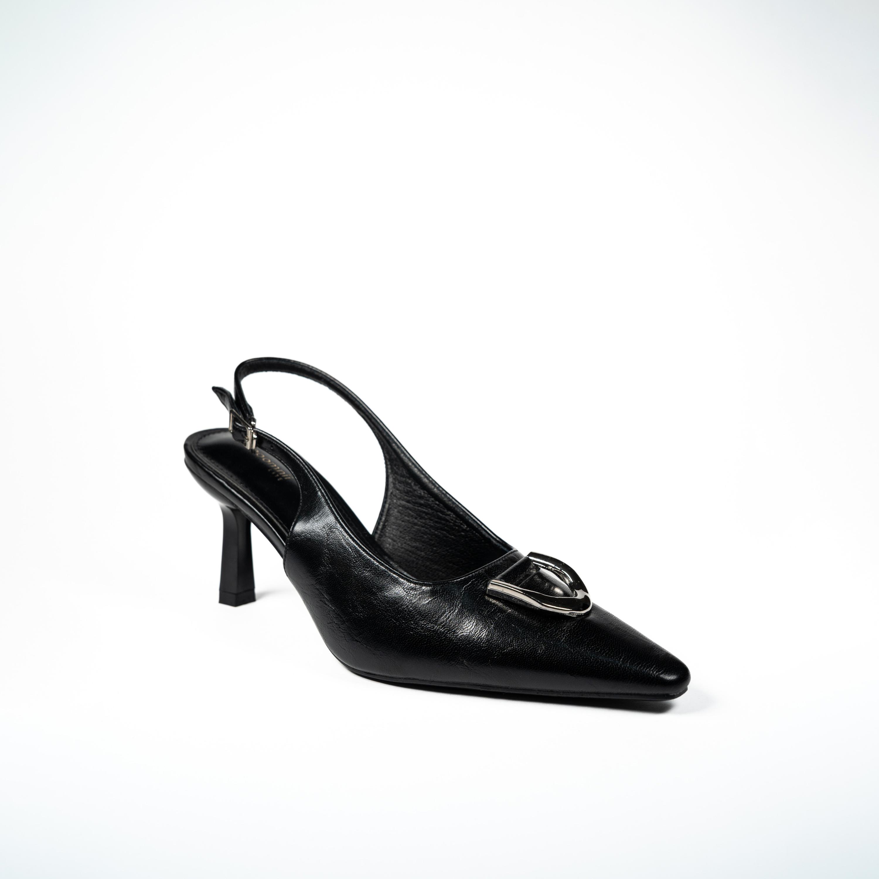 جيومني - حذاء تيل بكعب عالٍ مدبب بإبزيم للنساء | F2503-5-BLACK-women-shoes-sandals-heeled-image-5