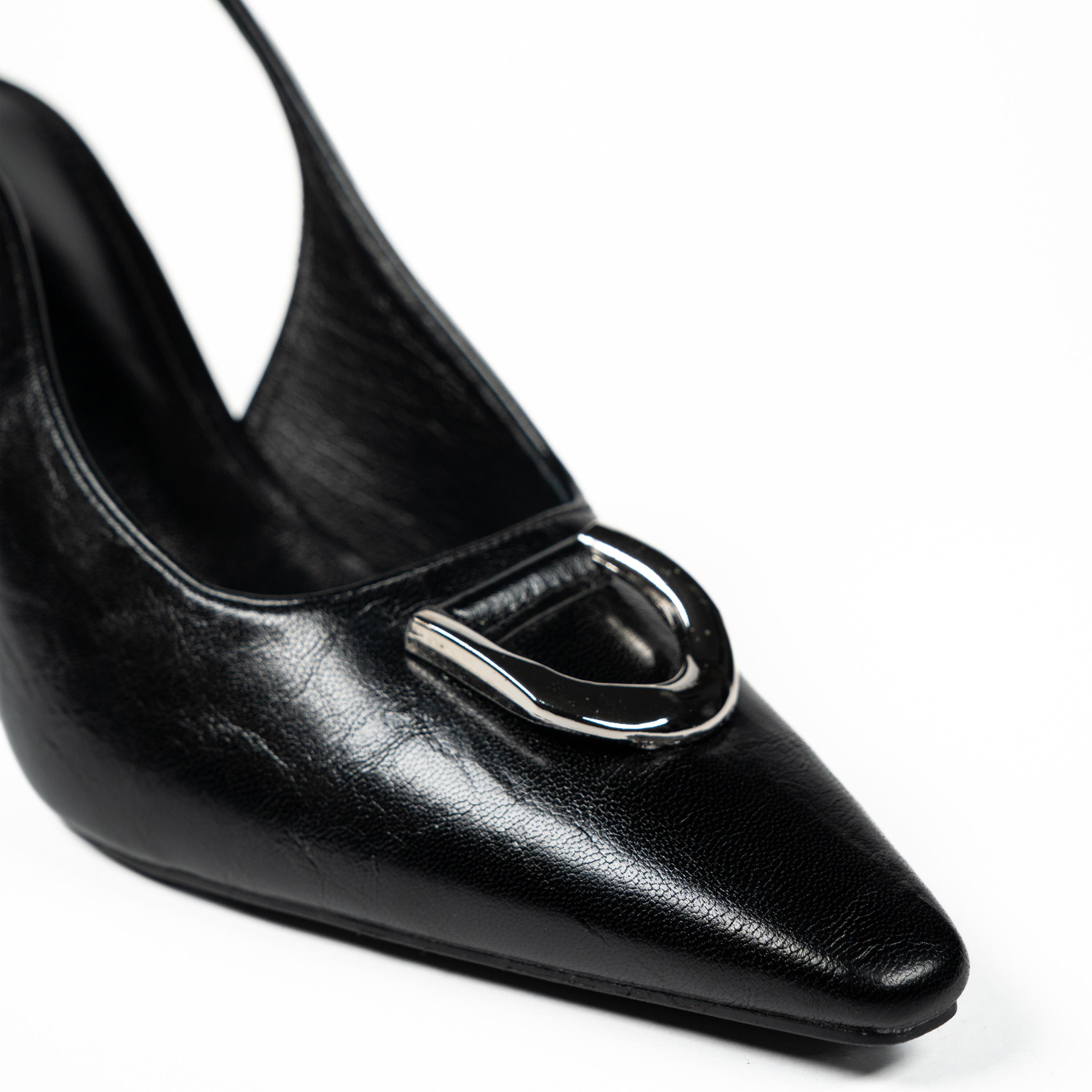 جيومني - حذاء تيل بكعب عالٍ مدبب بإبزيم للنساء | F2503-5-BLACK-women-shoes-sandals-heeled-image-2