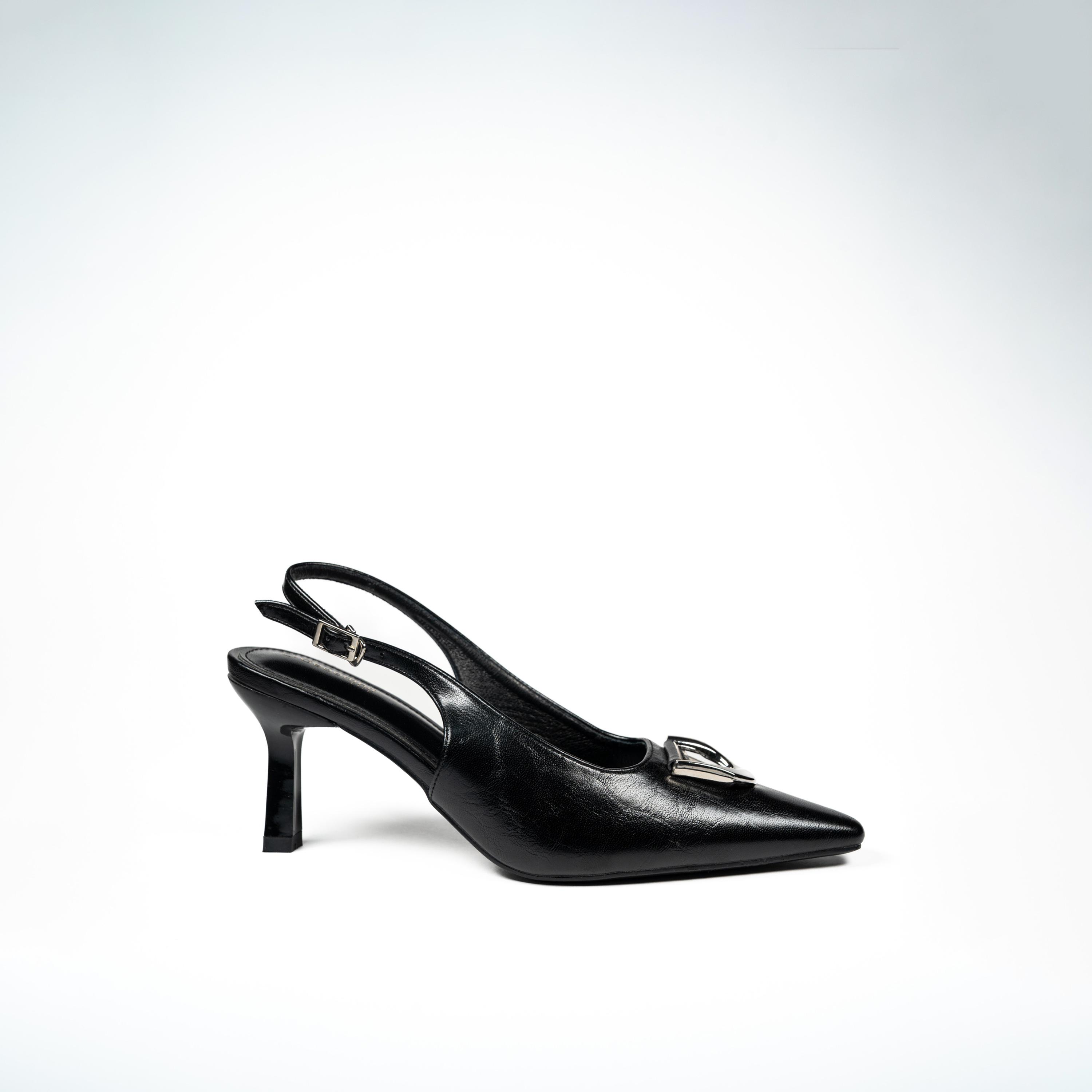 جيومني - حذاء تيل بكعب عالٍ مدبب بإبزيم للنساء | F2503-5-BLACK-women-shoes-sandals-heeled-image-2