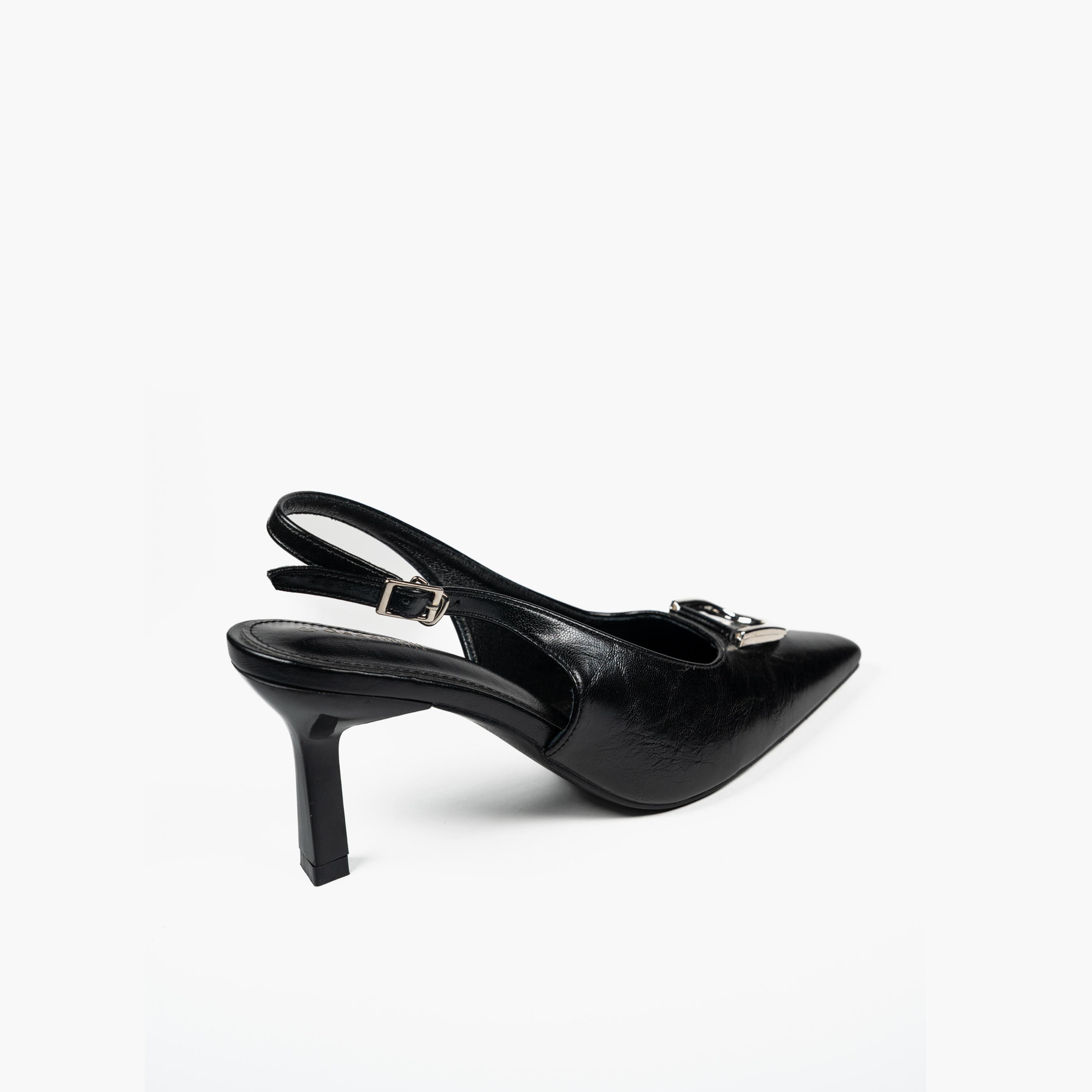 جيومني - حذاء تيل بكعب عالٍ مدبب بإبزيم للنساء | F2503-5-BLACK-women-shoes-sandals-heeled-image-5