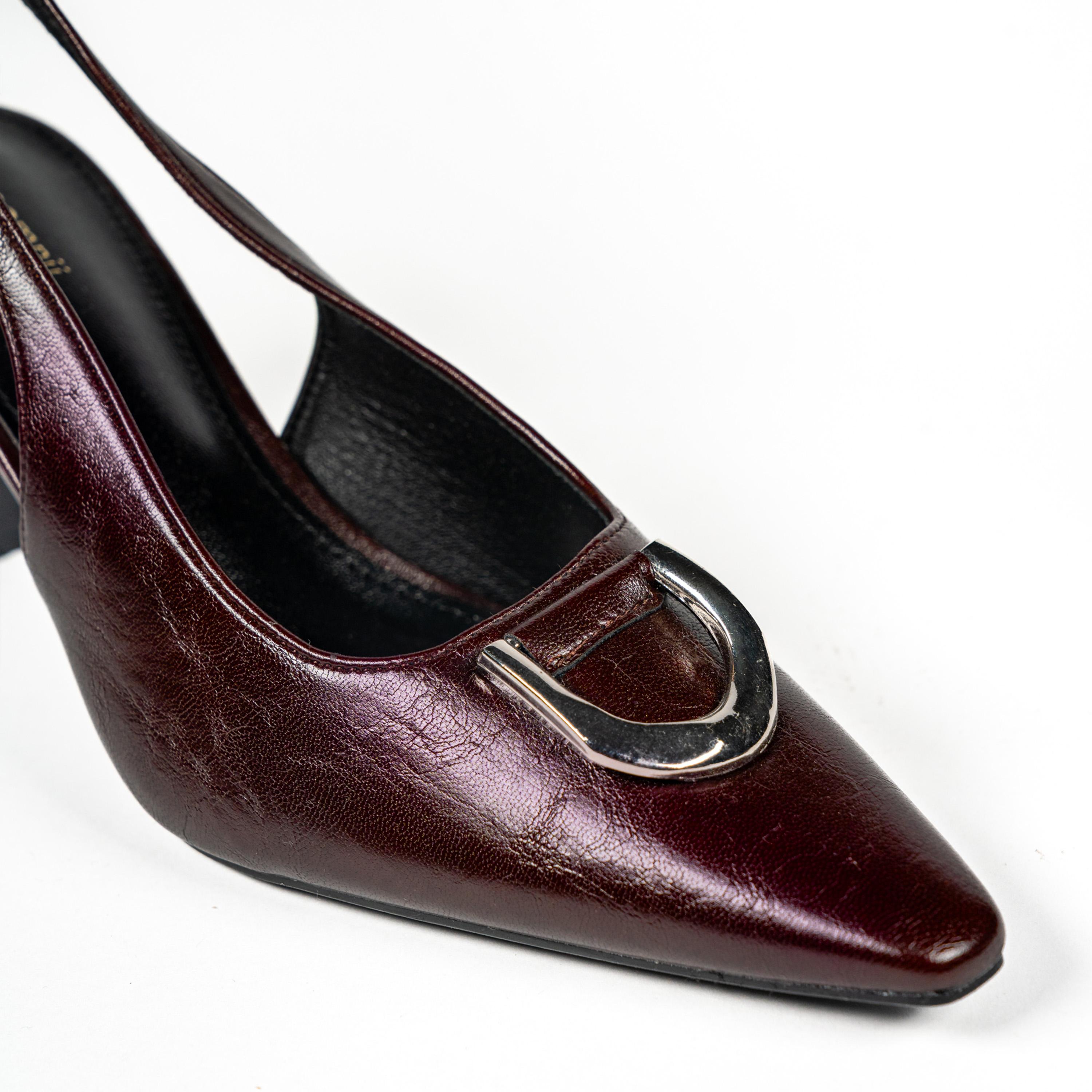 Geoomnii Women's Buckle Yoke Stilettos Pumps | F2503-5-MAROON-women-shoes-sandals-heeled-image-2