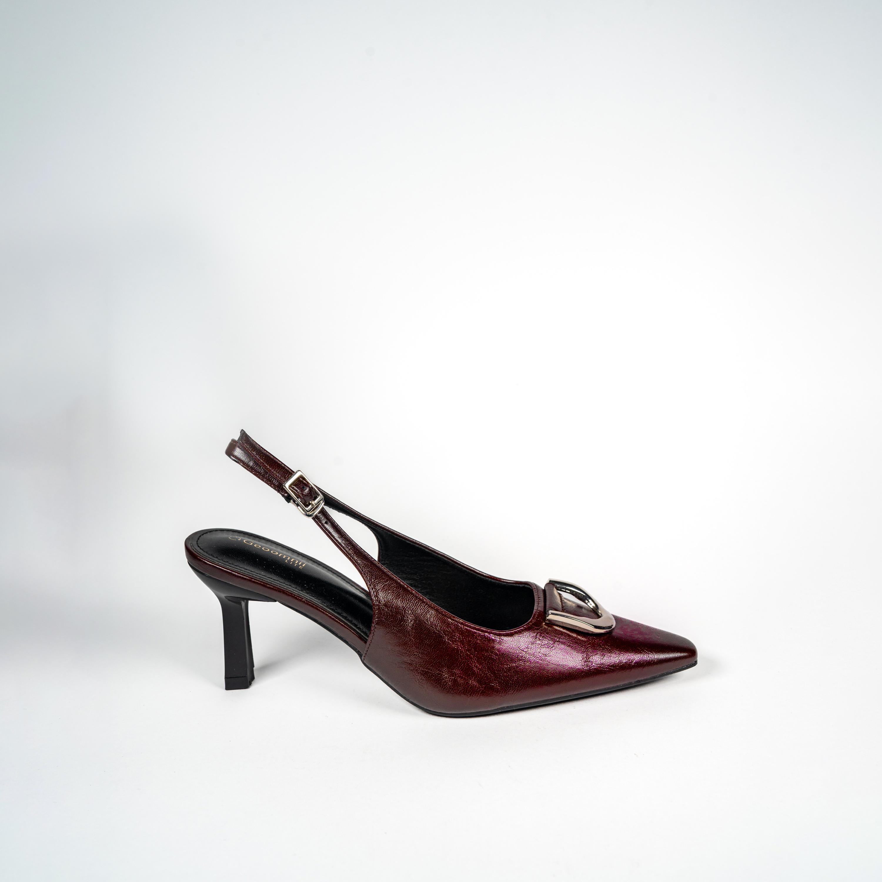 Geoomnii Women's Buckle Yoke Stilettos Pumps | F2503-5-MAROON-women-shoes-sandals-heeled-image-4