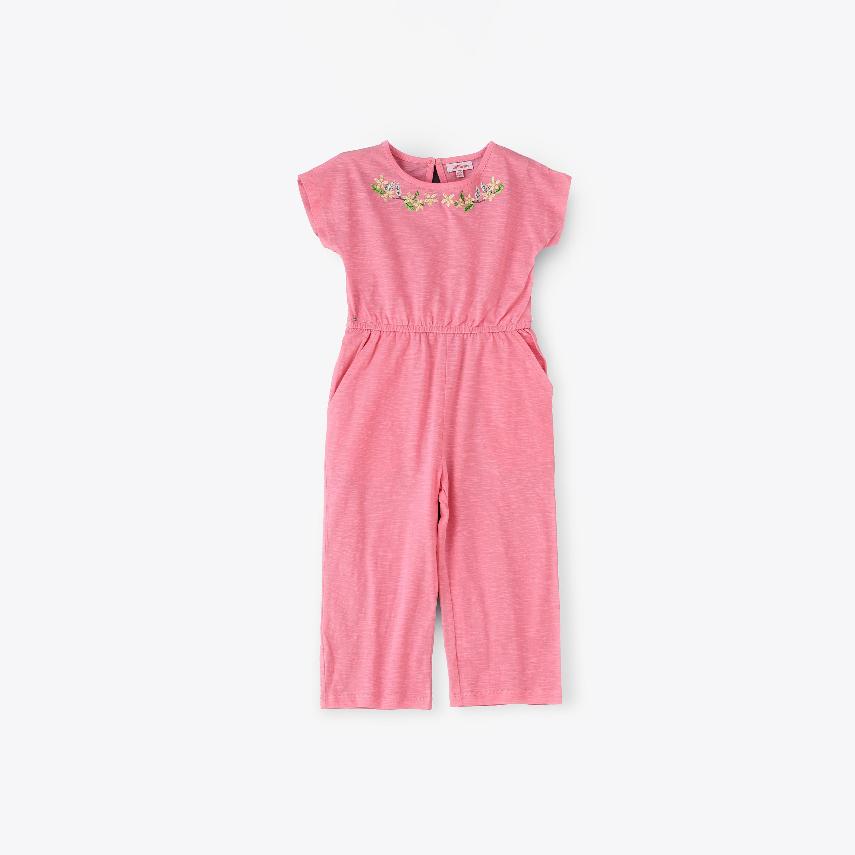 UniqKidz Embroidered Cap Sleeve Jumpsuit-baby-girls-clothing-rompers-image-1