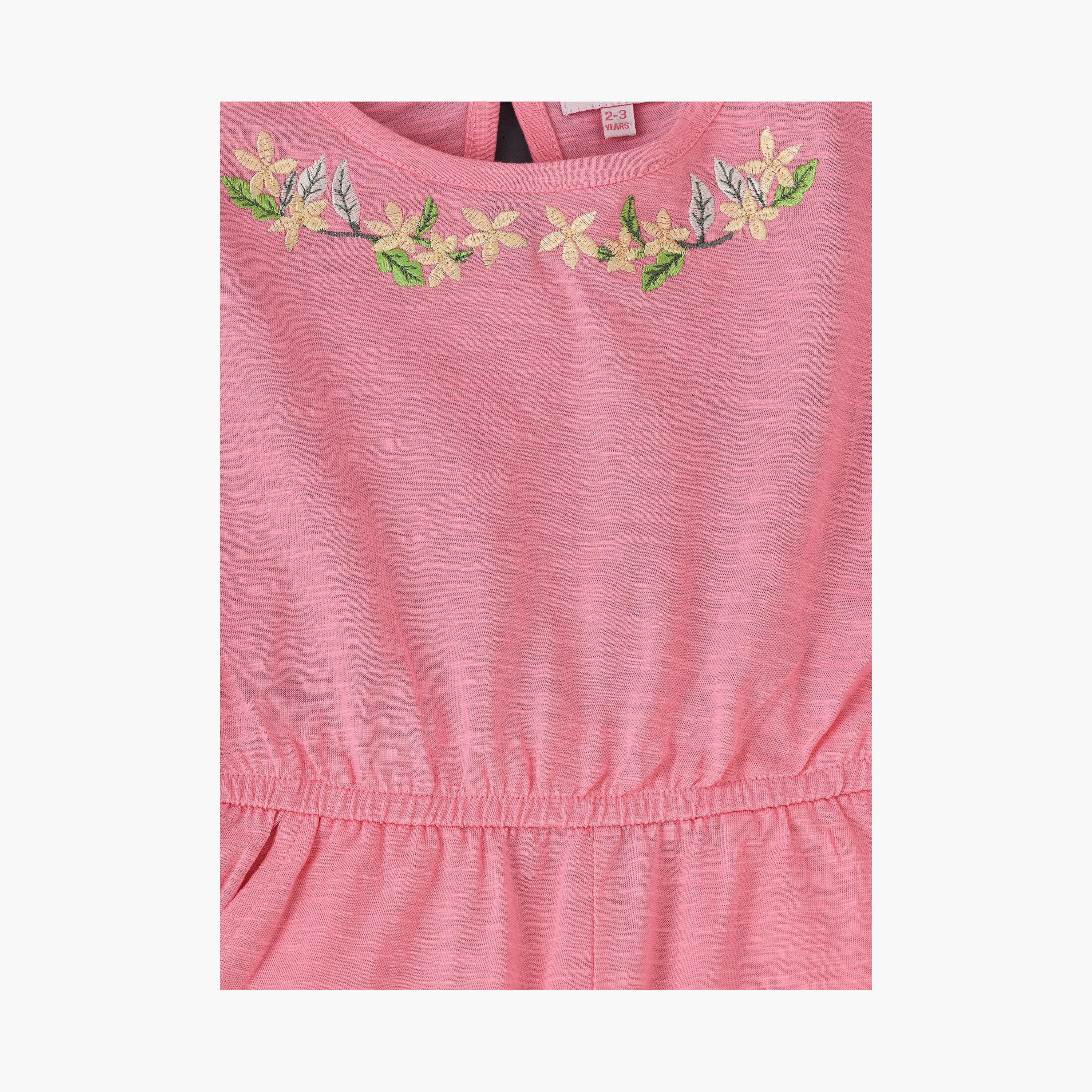 UniqKidz Embroidered Cap Sleeve Jumpsuit-baby-girls-clothing-rompers-image-4