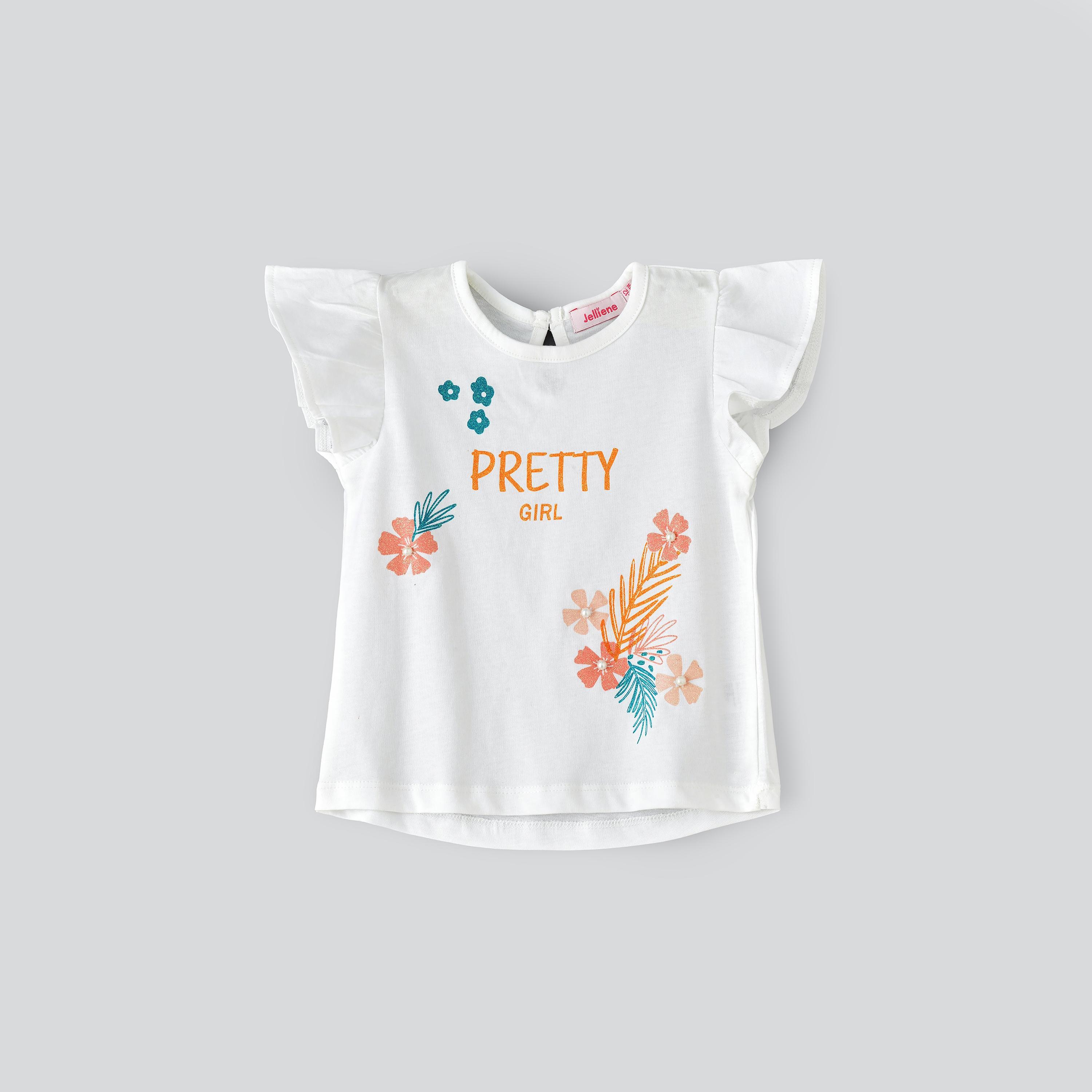 UniqKidz Floral Printed Cap Sleeves T-Shirt-baby-girls-clothing-tshirts-image-1