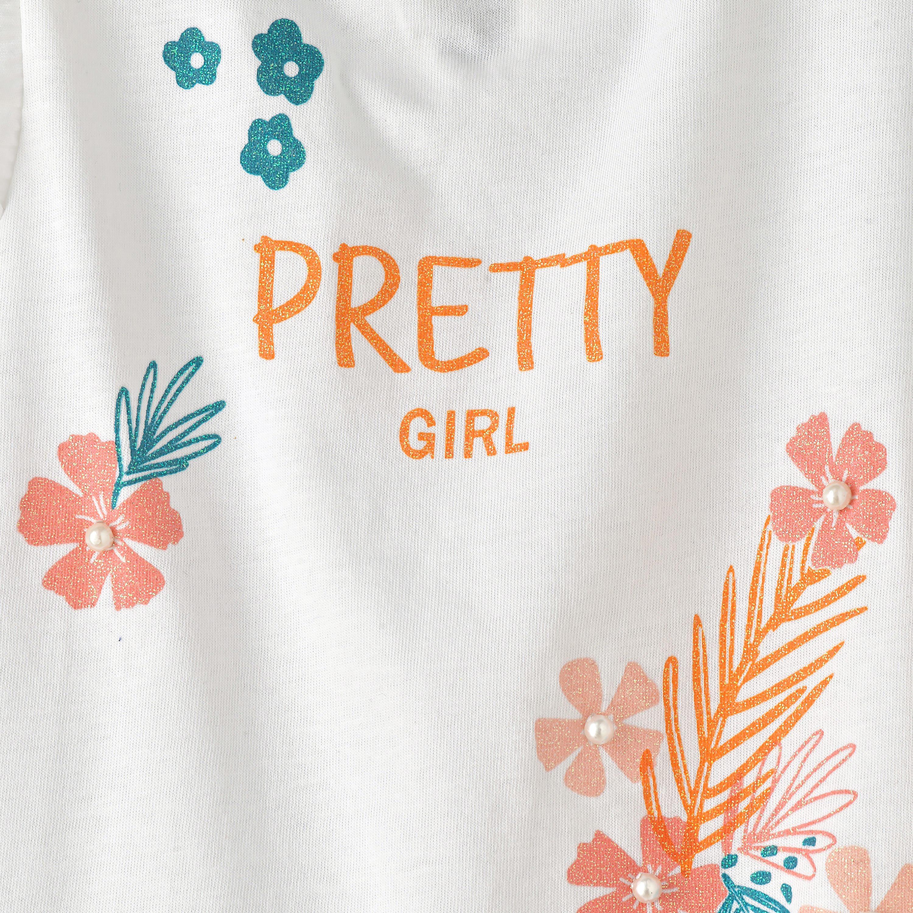 UniqKidz Floral Printed Cap Sleeves T-Shirt-baby-girls-clothing-tshirts-image-3