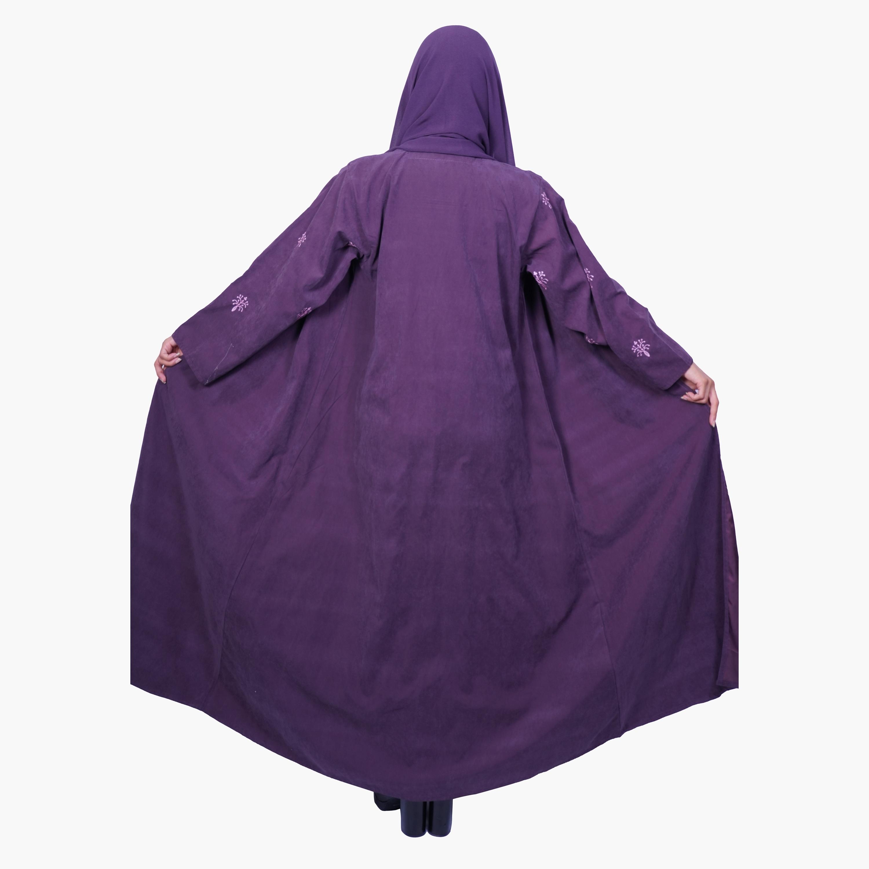 عباية أنيقة بأكمام مطرزة بالزهور بلام سيرينيتي مع حجاب من فاشون لاين-women-arabicclothing-abayas-image-5