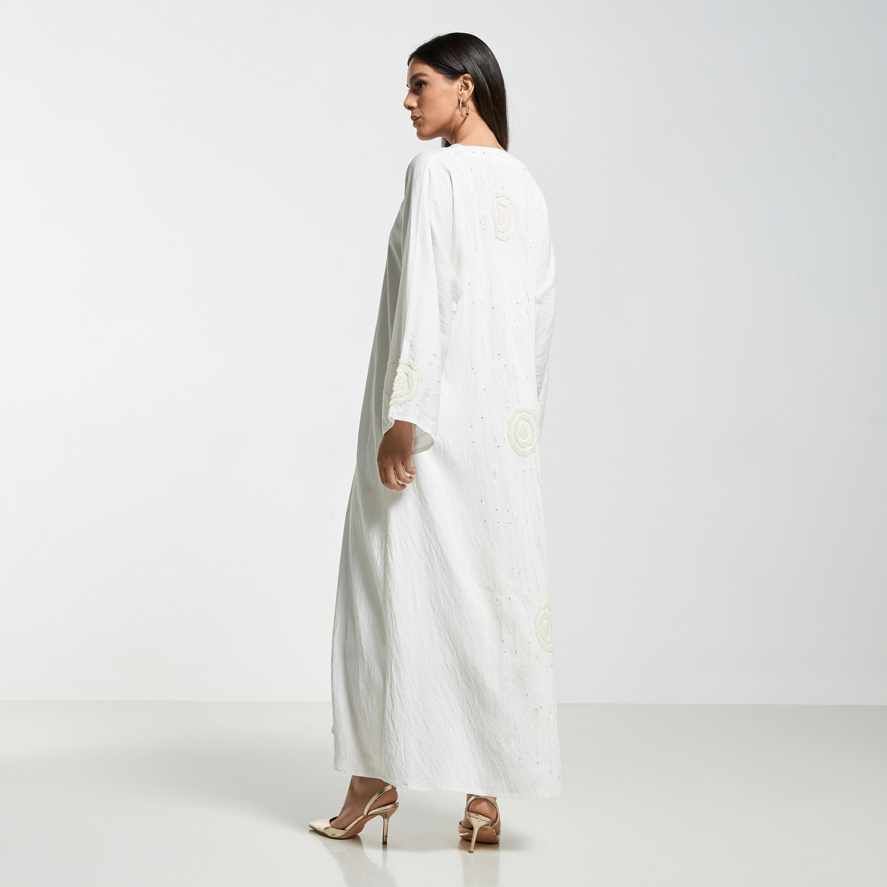 Hadiyath Al Madinah Embroidered Abaya with Hijab-women-arabicclothing-abayas-image-5