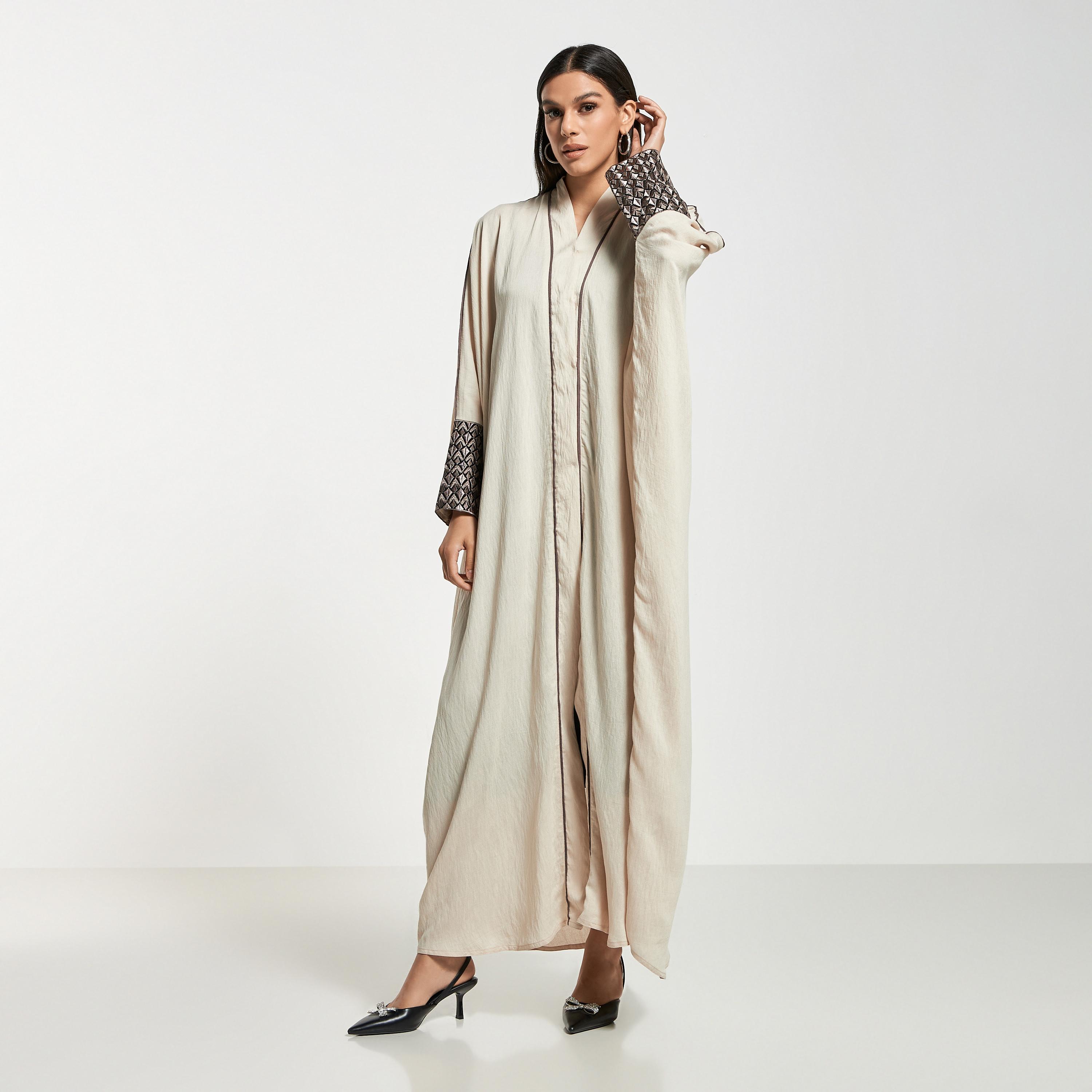 Hadiyath Al Madinah Embroidered Abaya with Hijab-women-arabicclothing-abayas-image-1