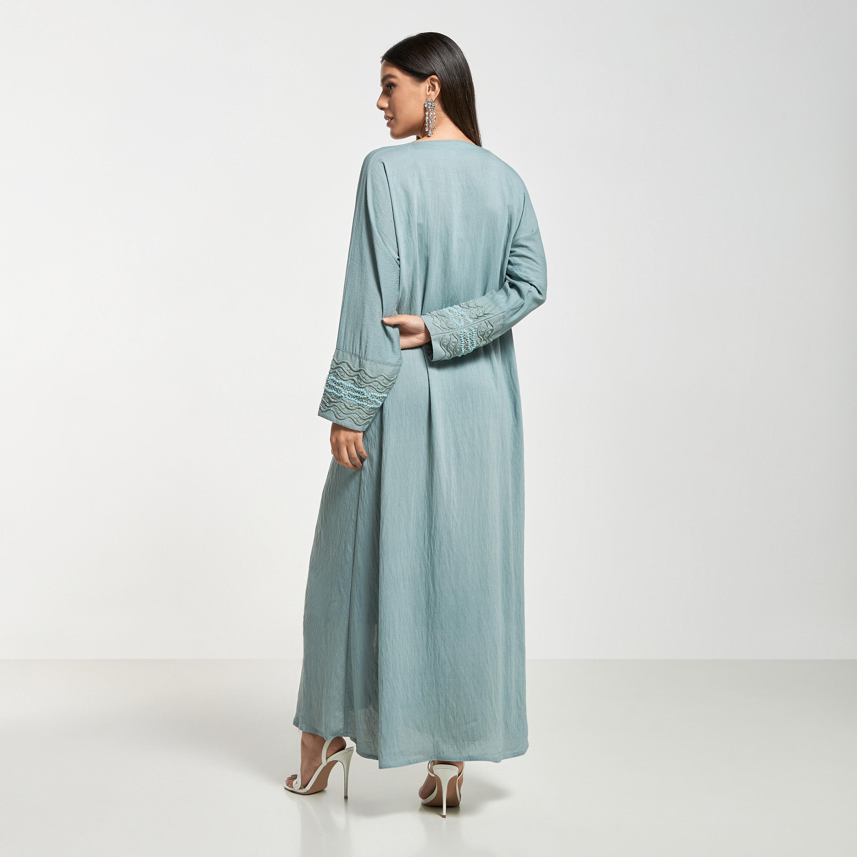 Hadiyath Al Madinah Embellished Abaya with Hijab-women-arabicclothing-abayas-image-5