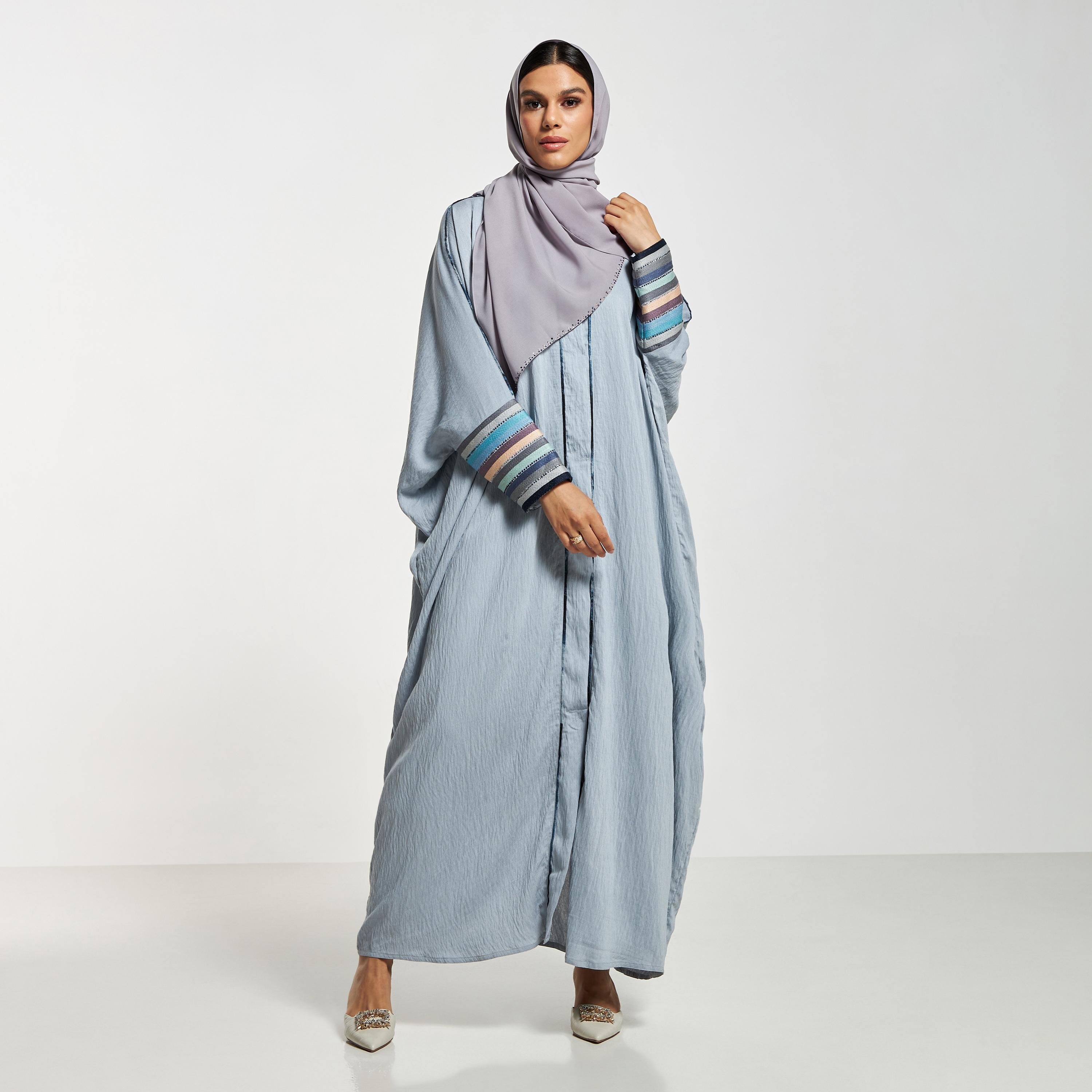 Hadiyath Al Madinah Embroidered Abaya with Hijab-women-arabicclothing-abayas-image-4