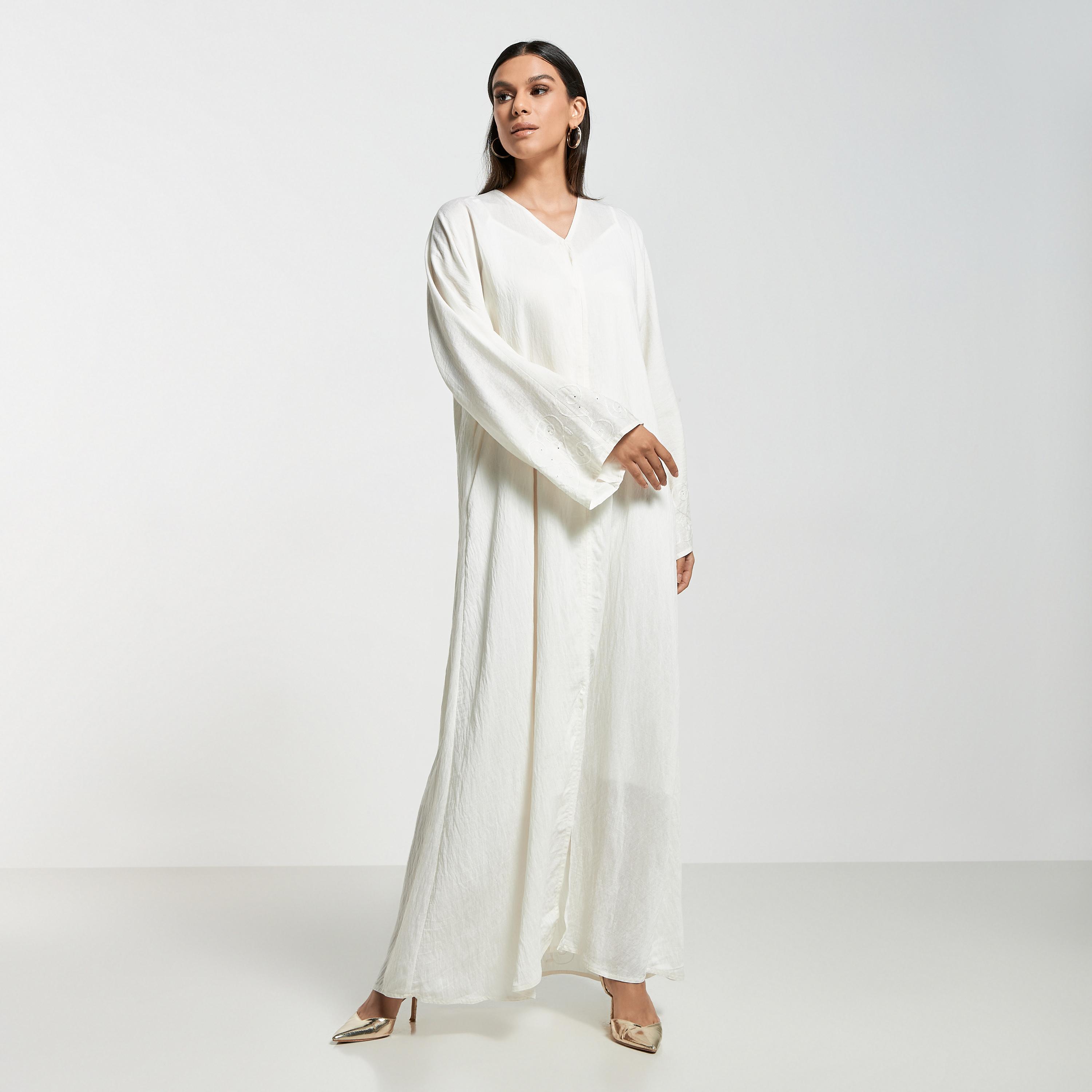 Hadiyath Al Madinah Embroidered Abaya with Hijab-women-arabicclothing-abayas-image-1